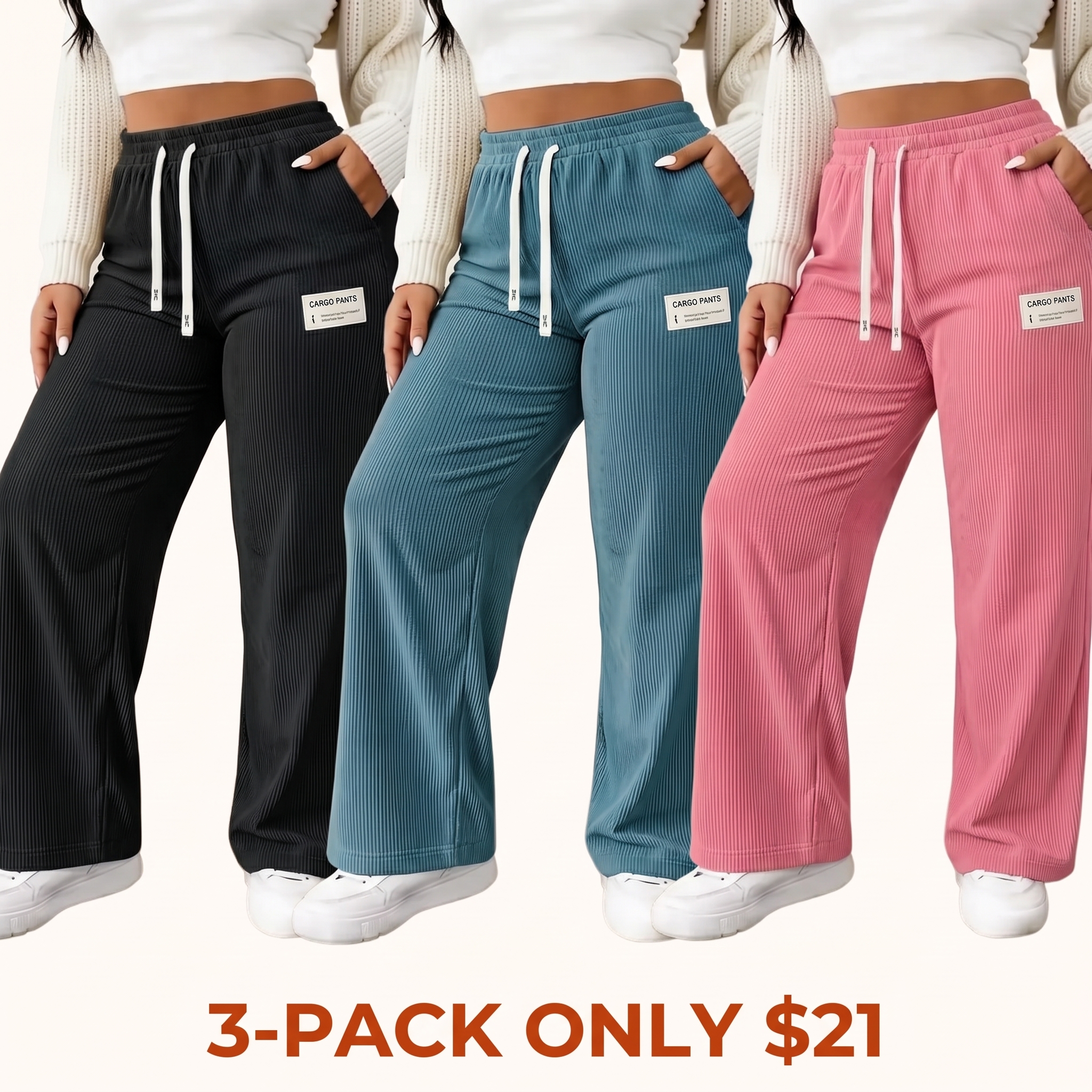 Women's Casual High-Waisted Corduroy Trousers