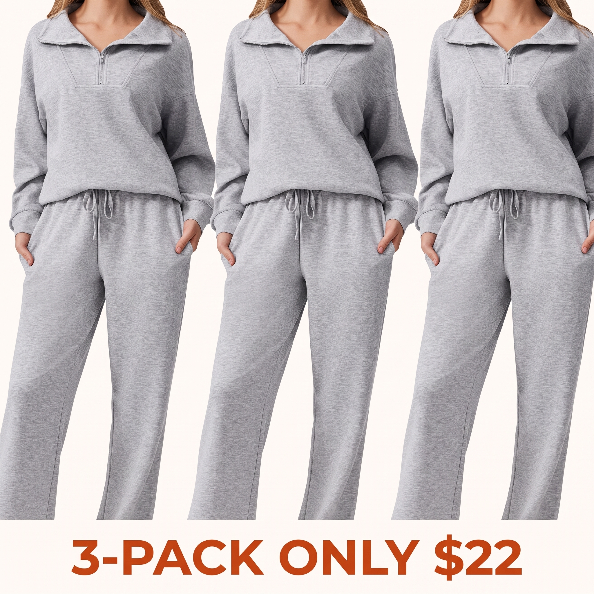 Women's two-piece sportswear set (includes long-sleeve half-zip sweatshirt and athletic pants)
