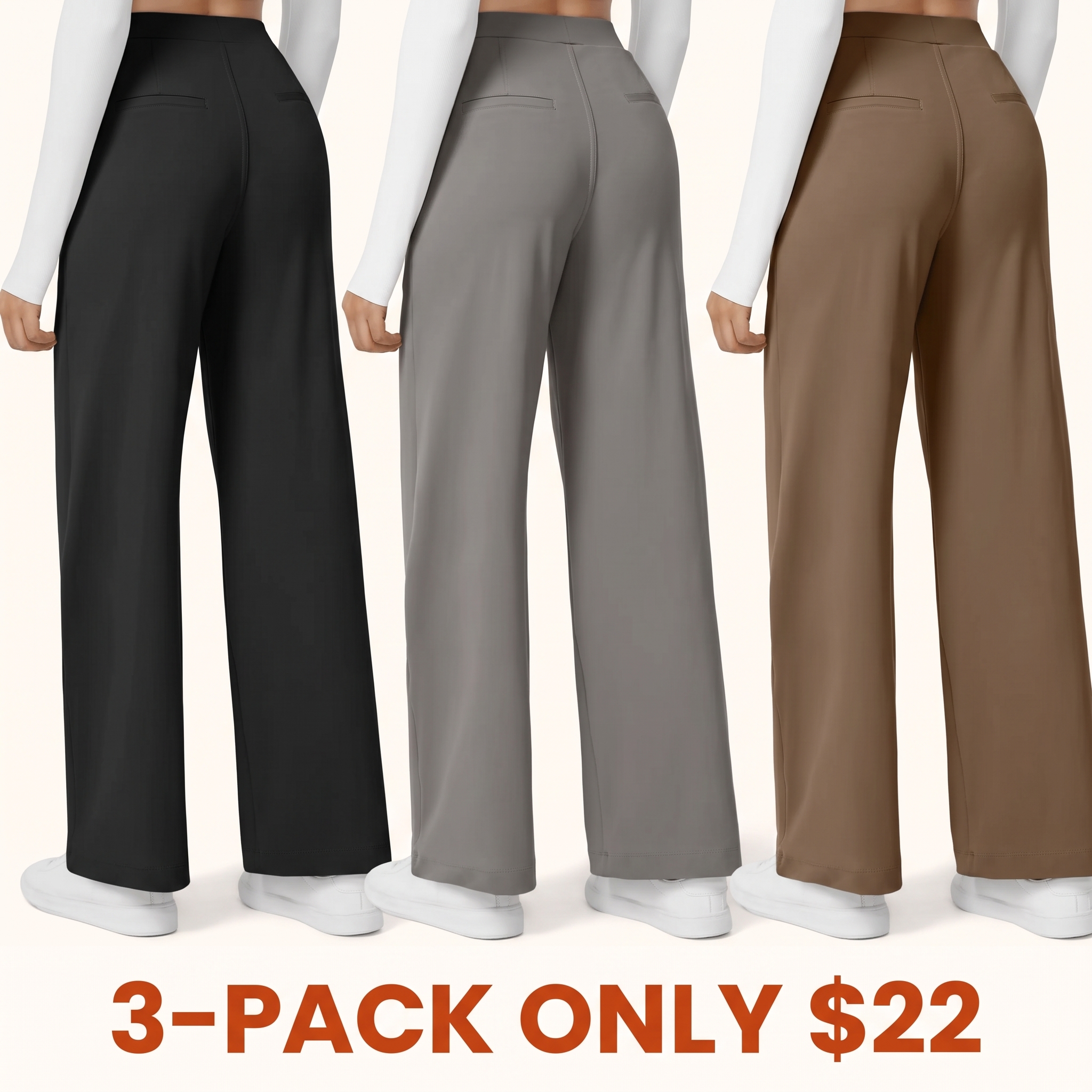 High-waisted straight-leg work trousers with pockets