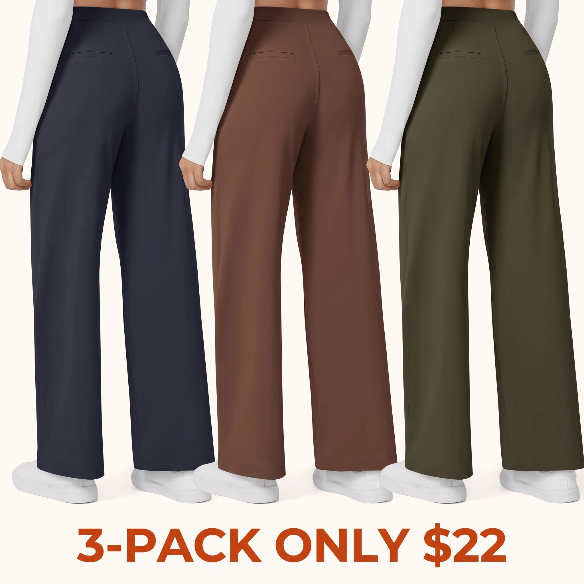 High-waisted straight-leg work trousers with pockets