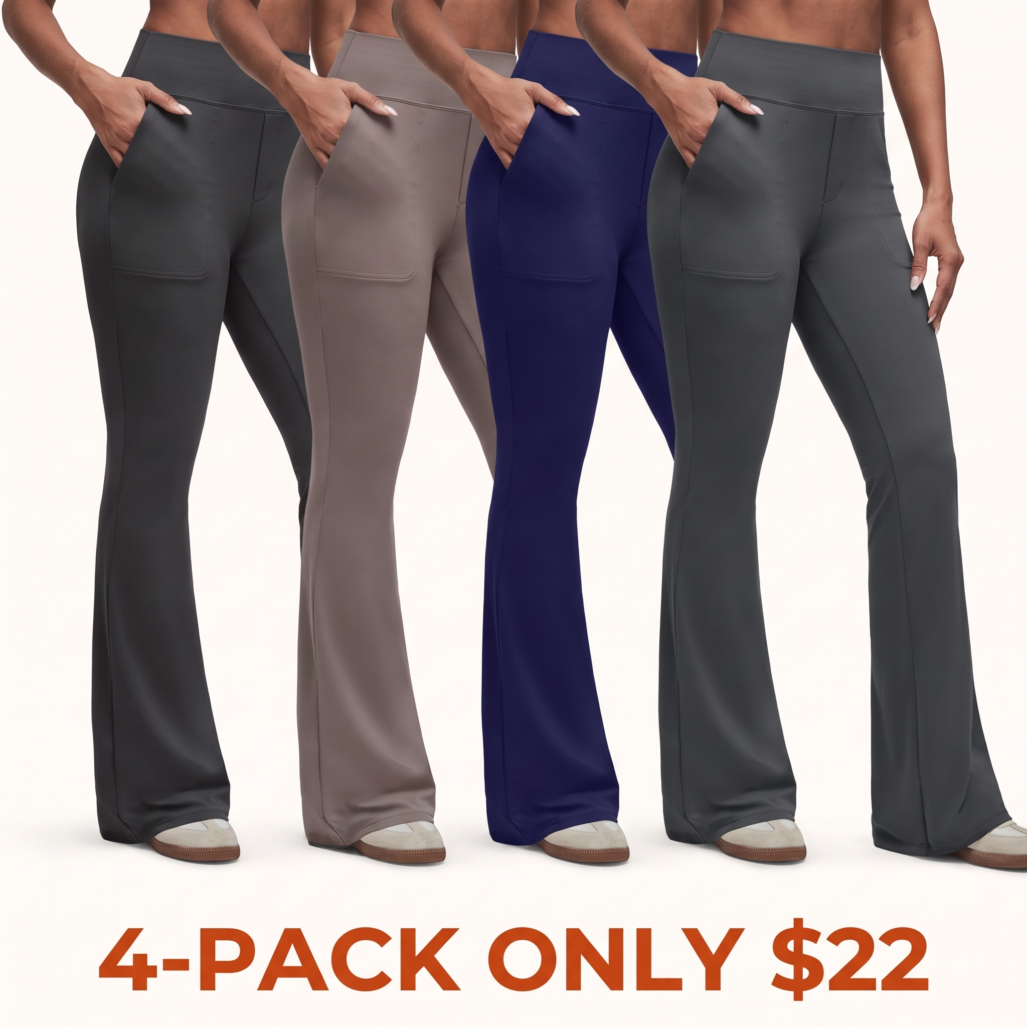 Women's Flared Trousers—High-Waisted Flared Leggings