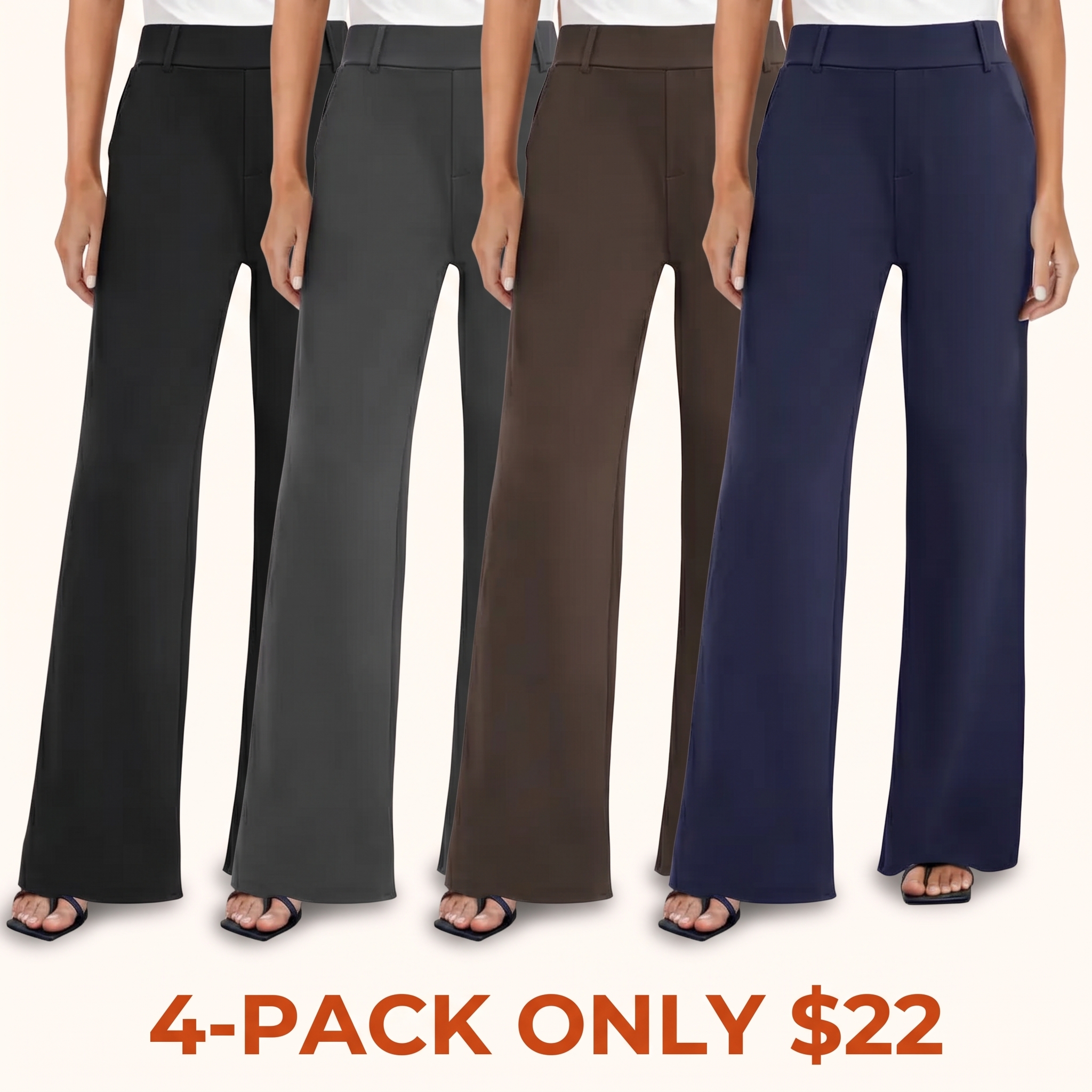 Women's High-Waisted Stretch Wide-Leg Trousers