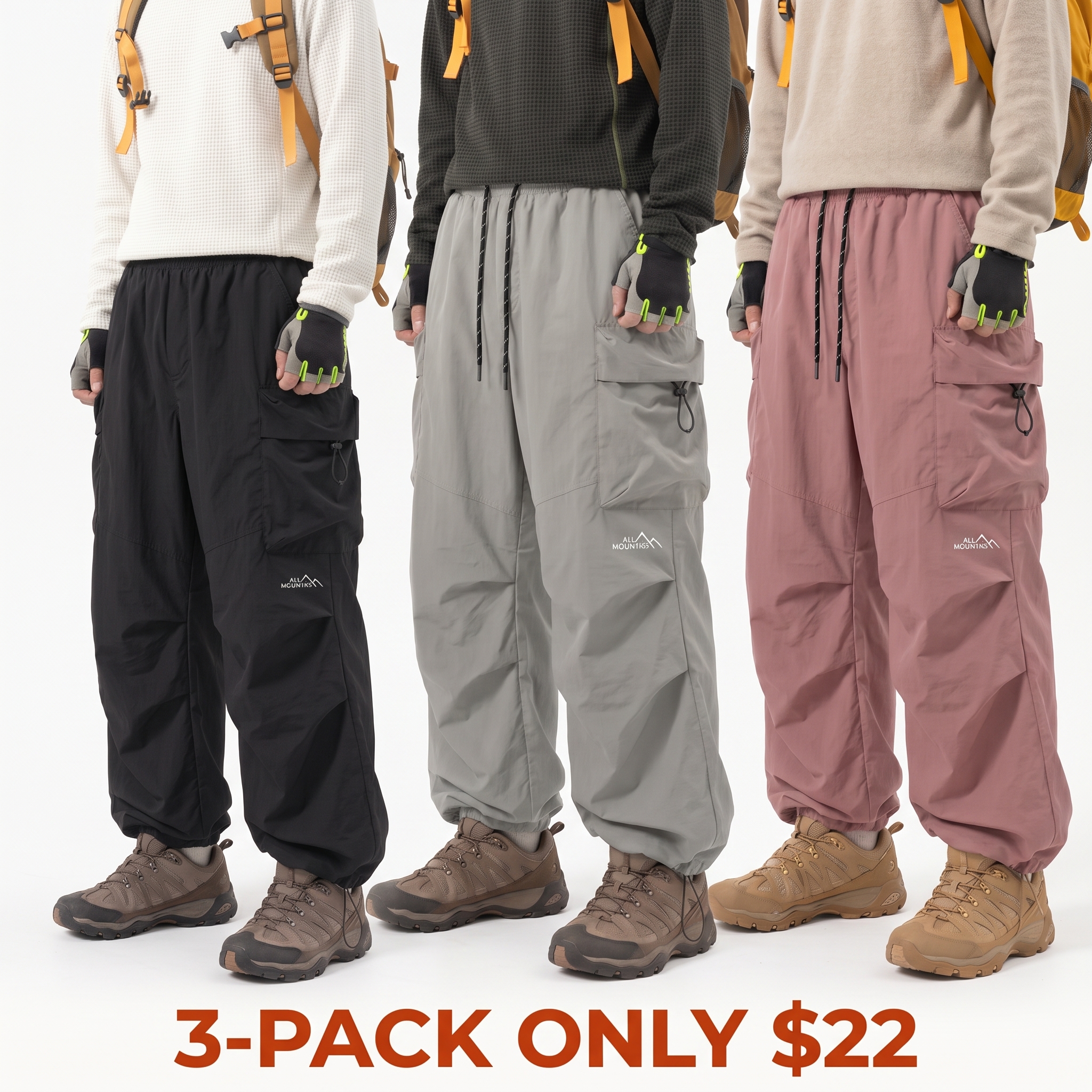 Men's black loose-fit cargo pants