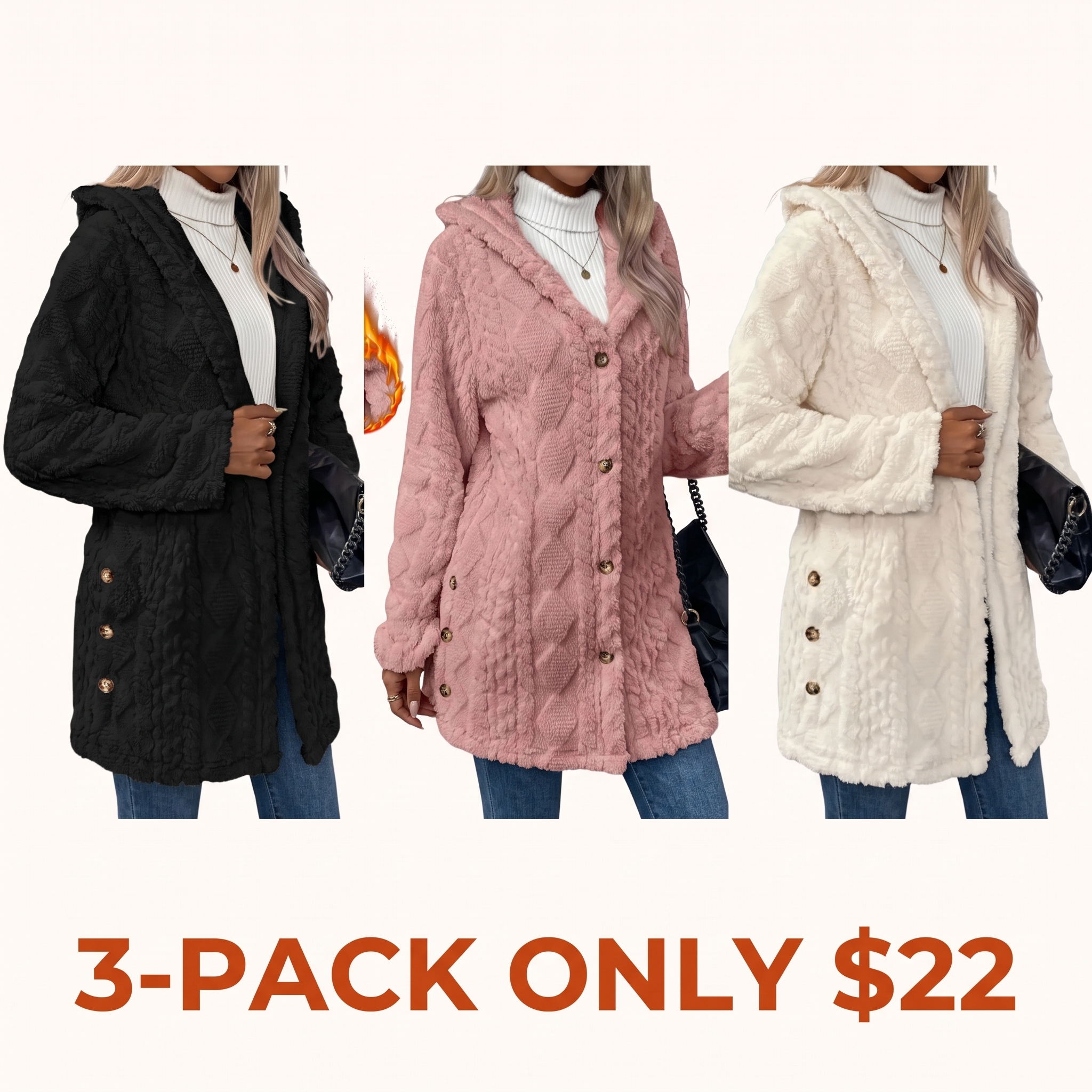 Women's Spring Fashion Jacquard Long-Sleeve Hooded Cardigan