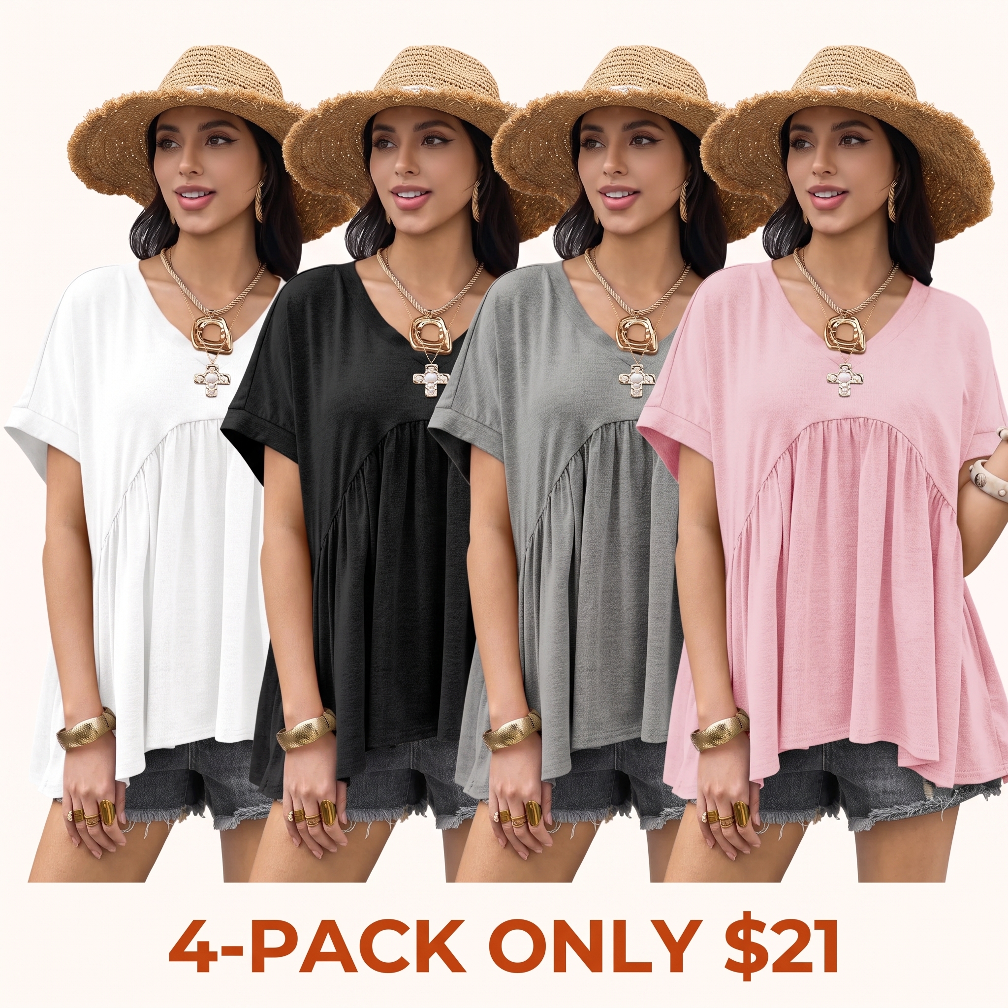 Women's Summer Ruffle-Hem Top