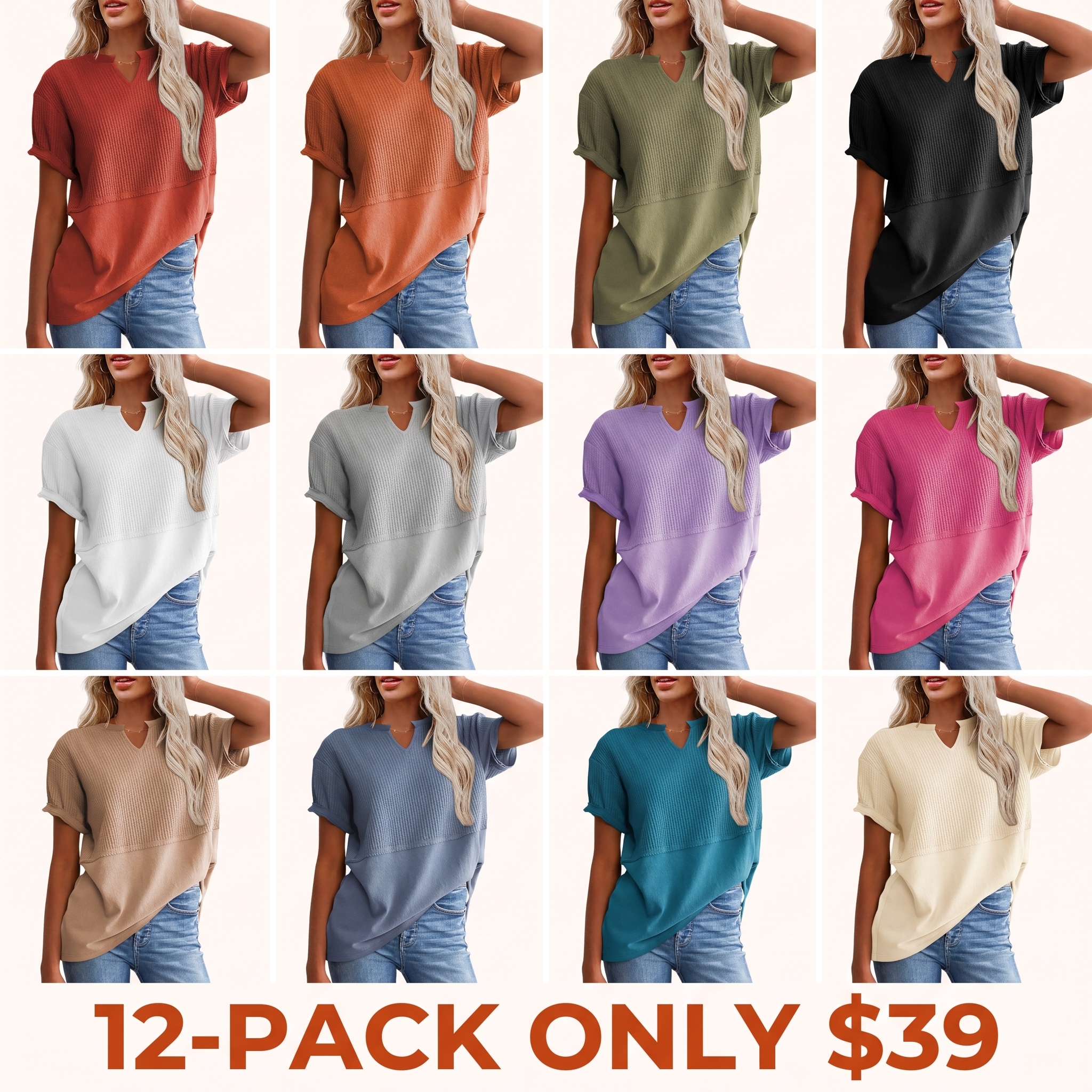 Women's Long Waffle-Knit Top