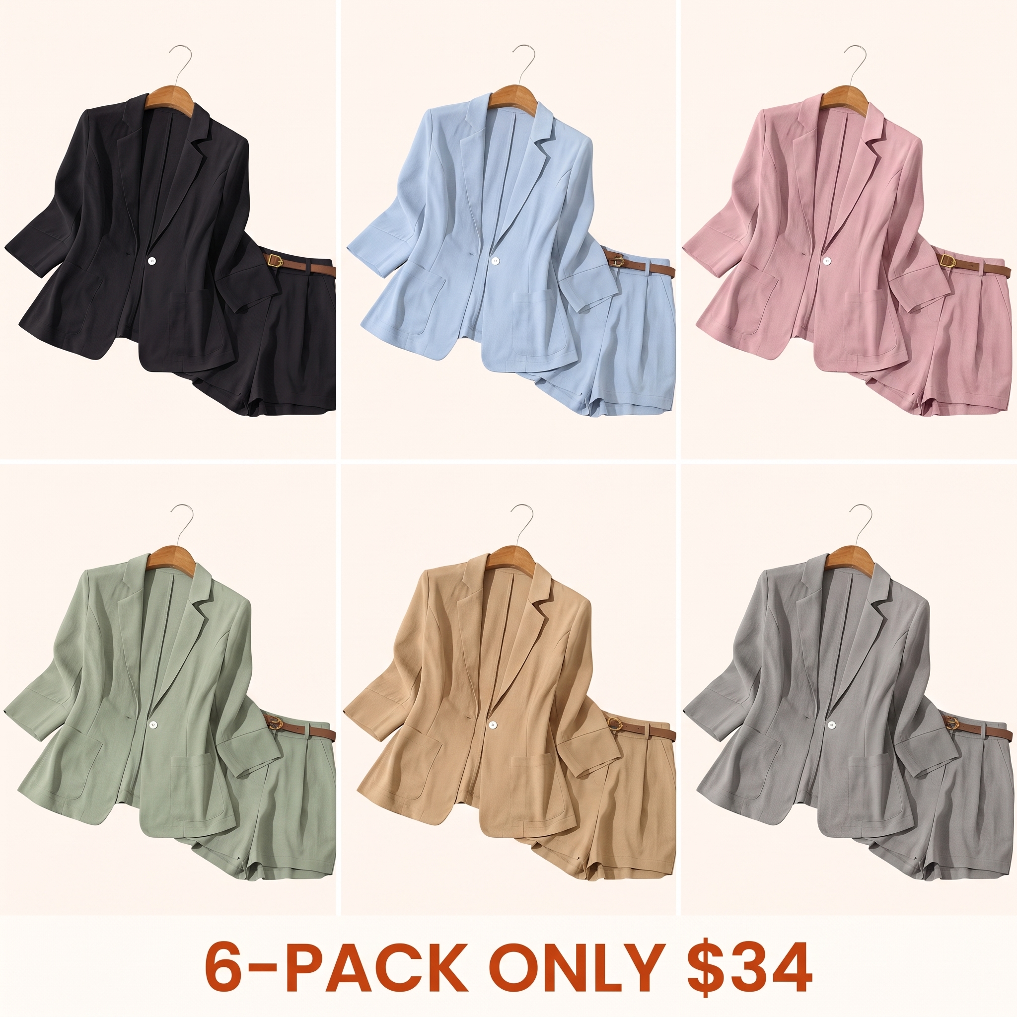 Women's Basic Workwear Suit Set (with Pockets)