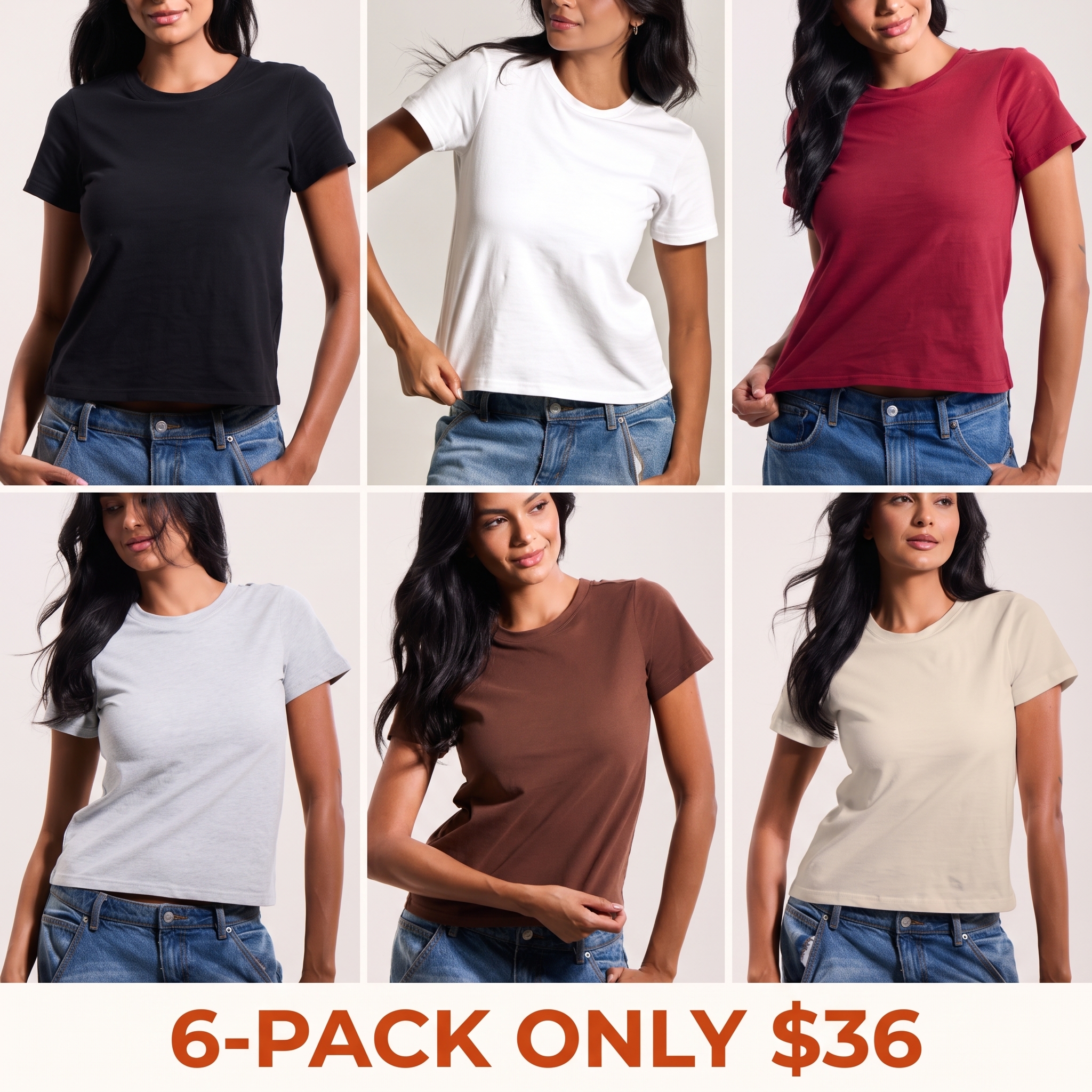 Women's Full-Length Pure Cotton T-Shirt — 100% Pure Cotton