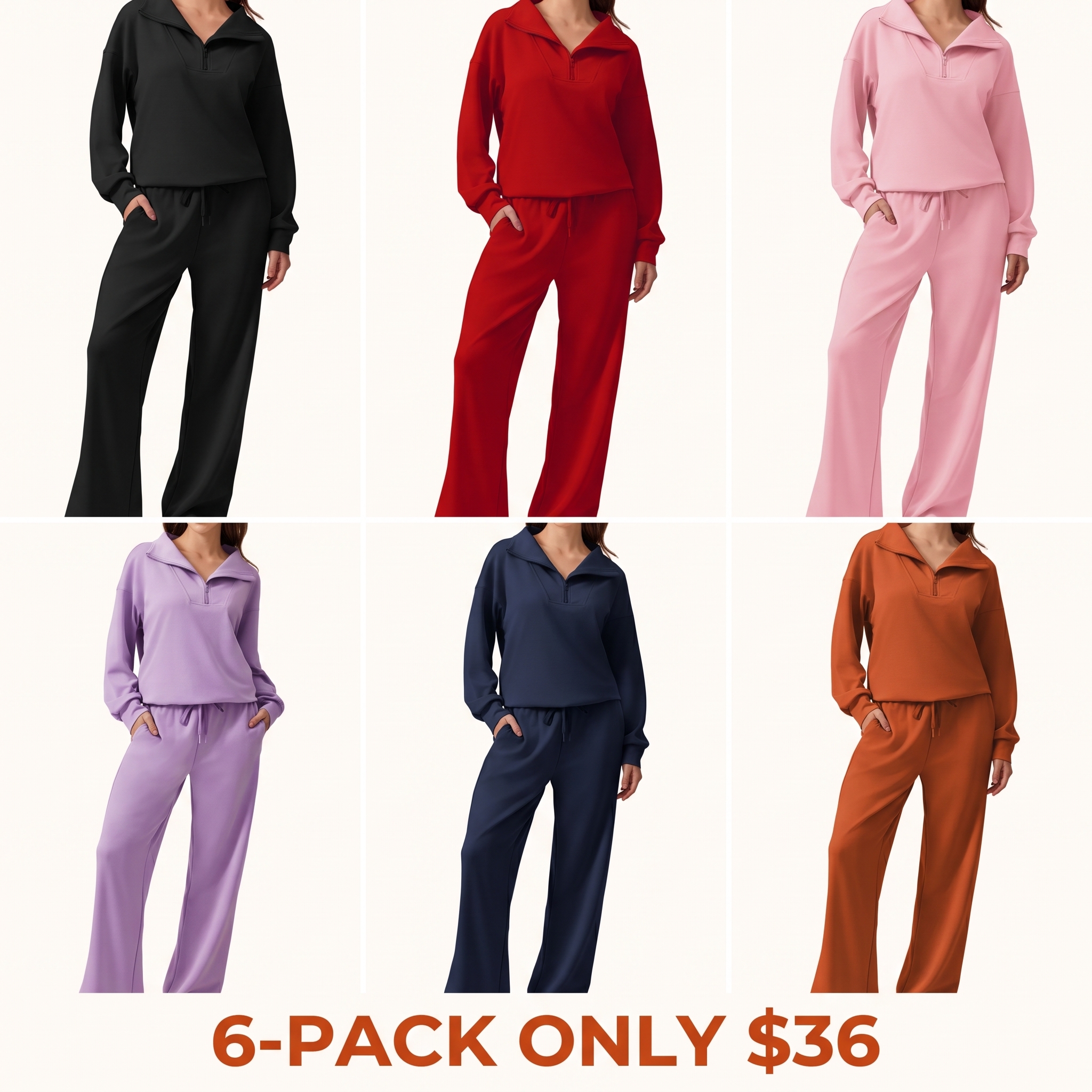 Women's two-piece sportswear set (includes long-sleeve half-zip sweatshirt and athletic pants)