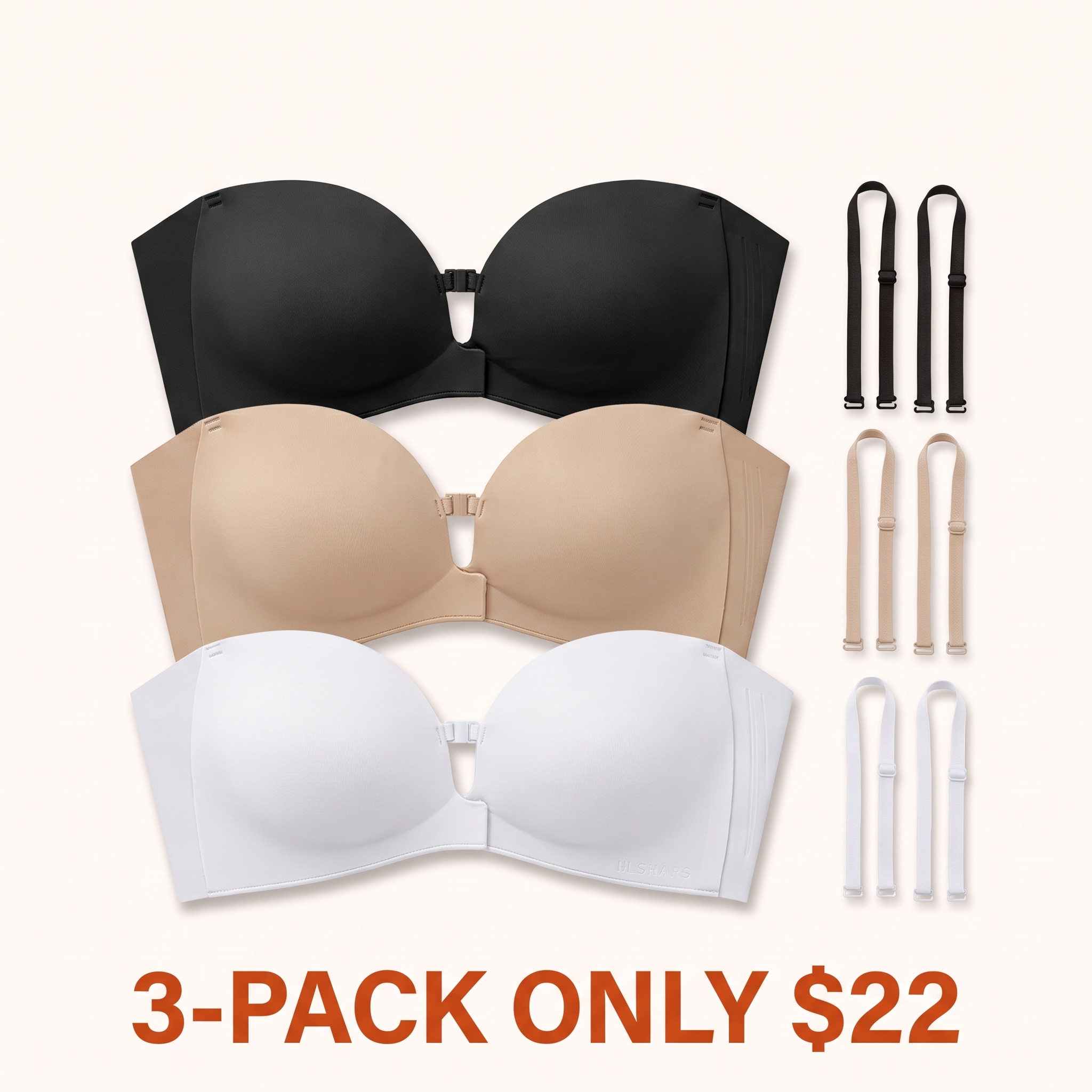 Women's Strapless Front-Closure Push-Up Bra