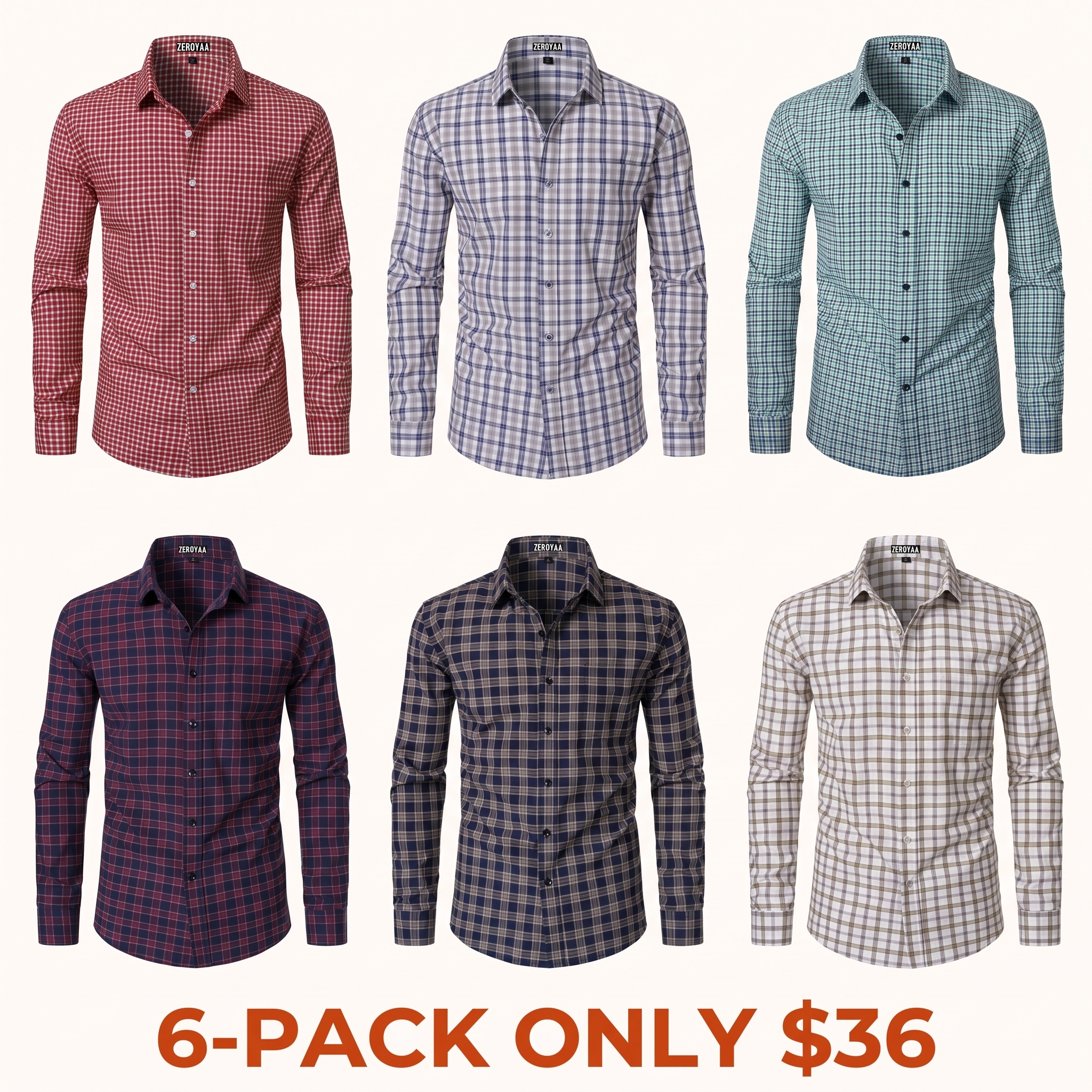 Men's Long-Sleeve Plaid Dress Shirt – Slim-Fit Button-Down
