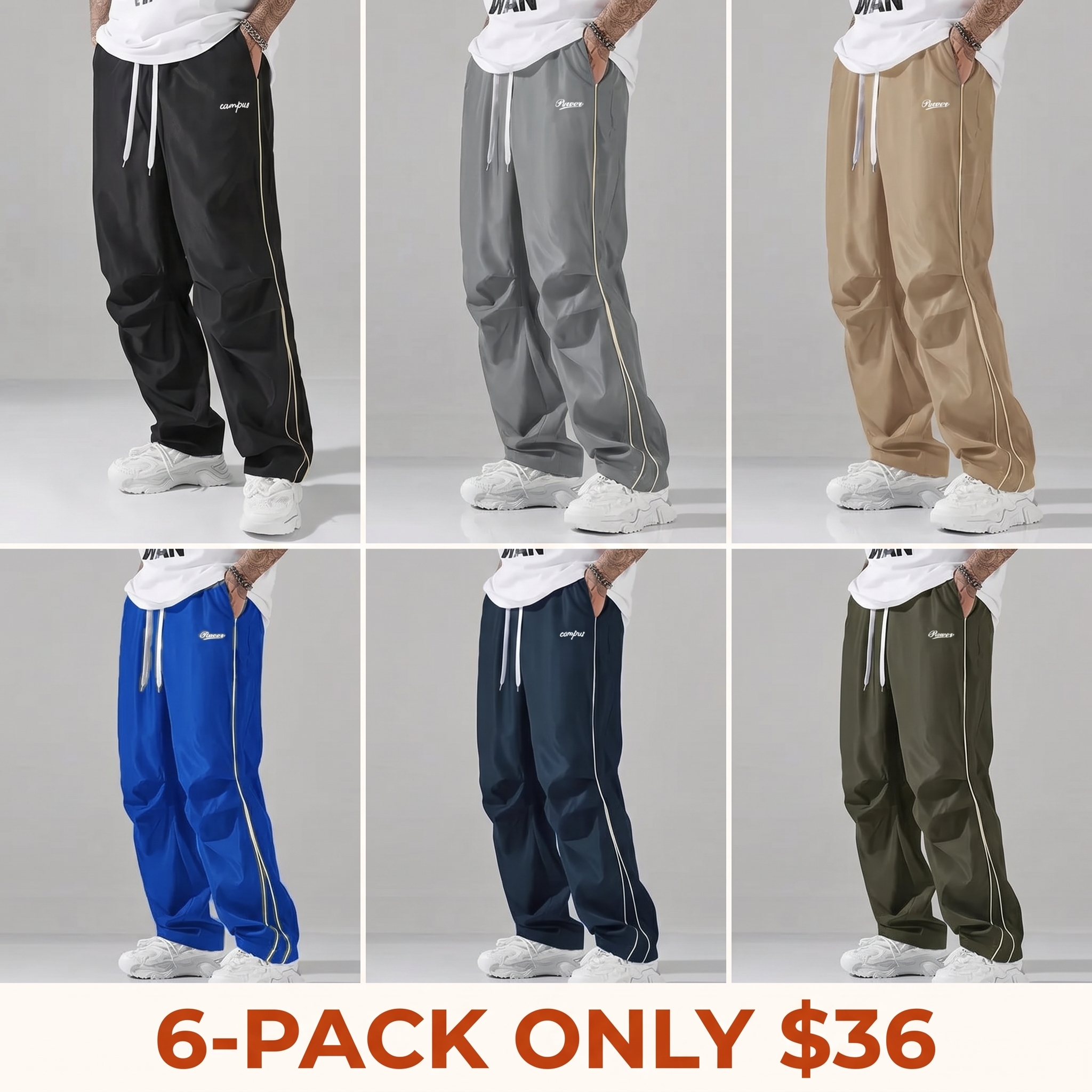 Men's 100% Polyester Loose-Fit Athletic Pants