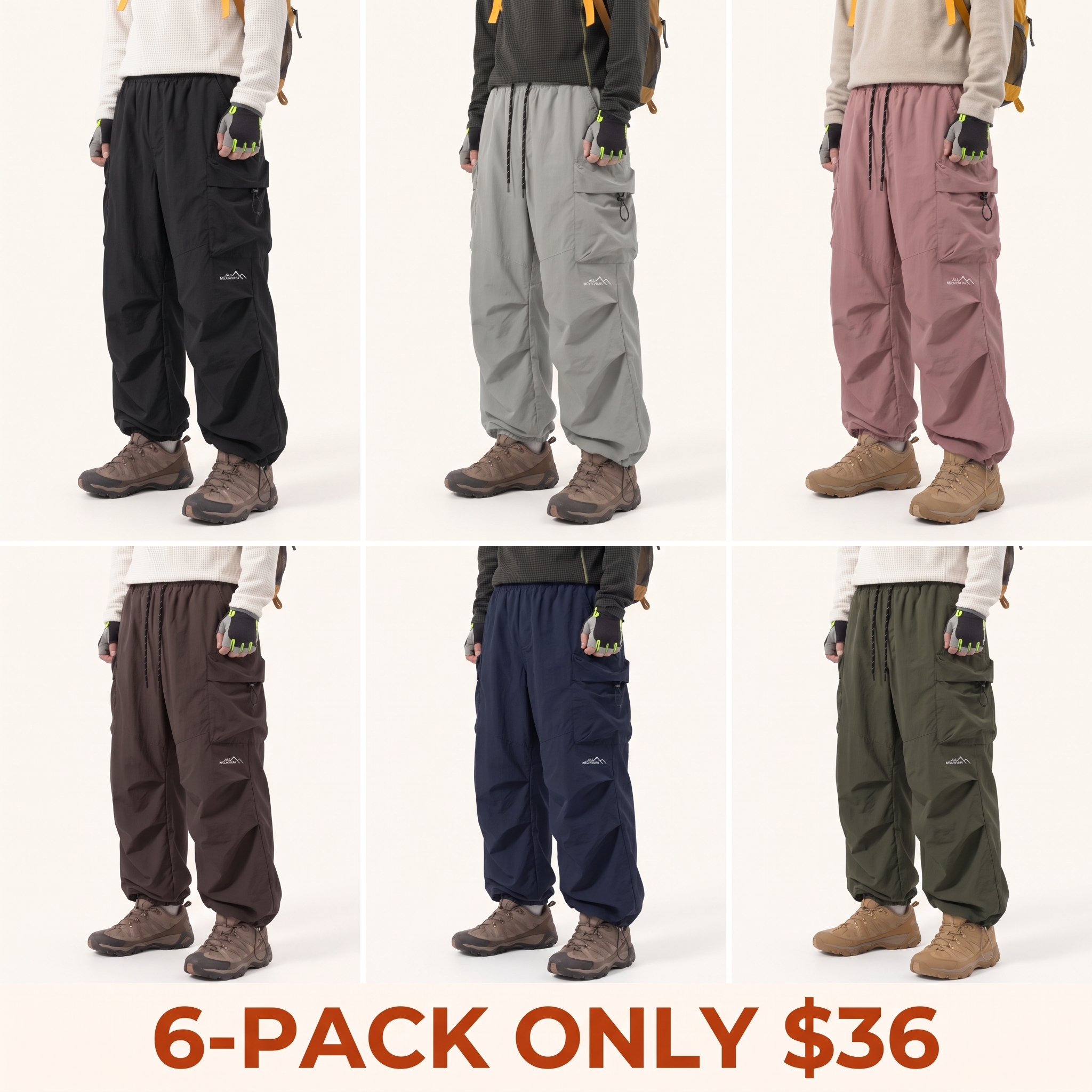 Men's black loose-fit cargo pants