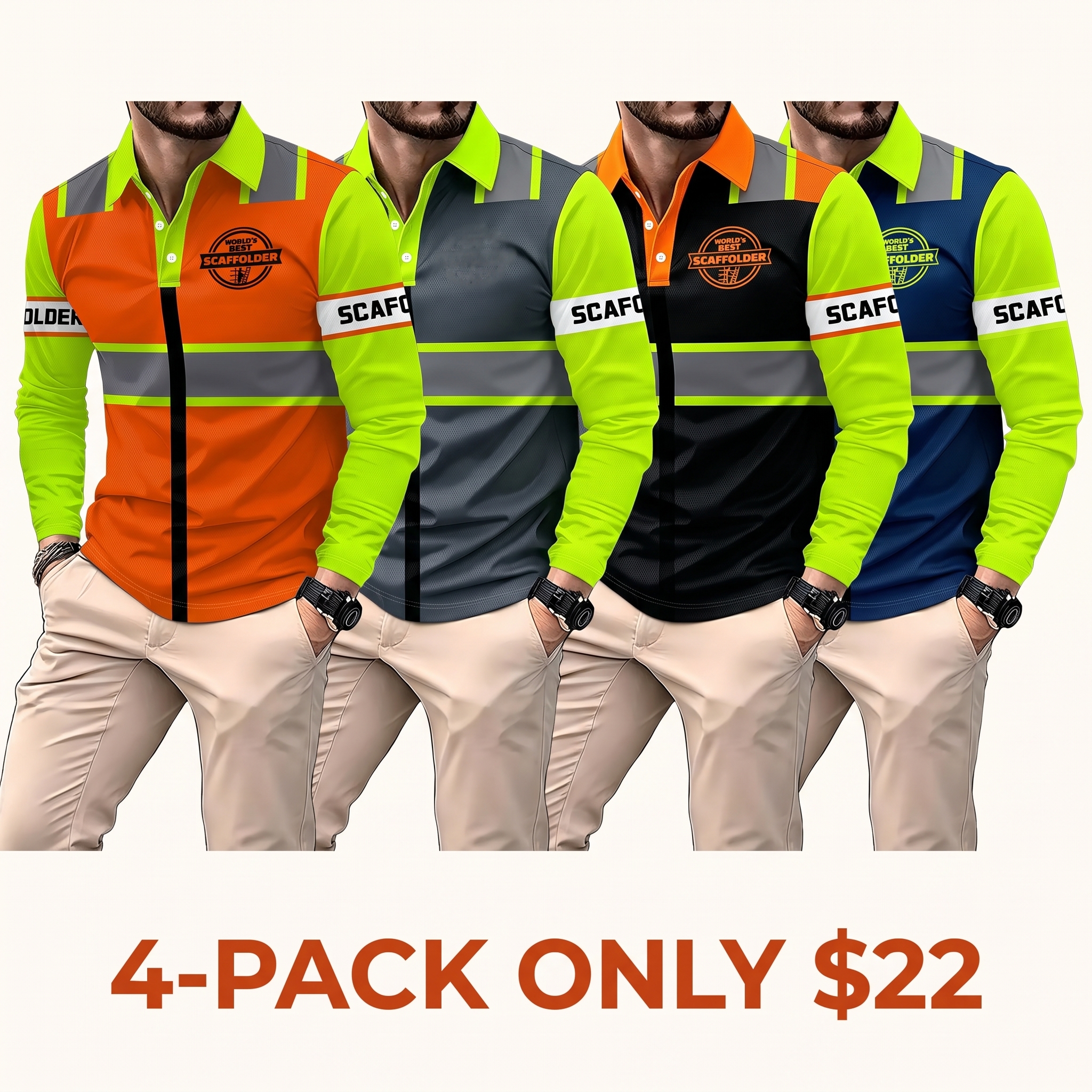 Men's Long-Sleeve Safety-Style Polo Shirt