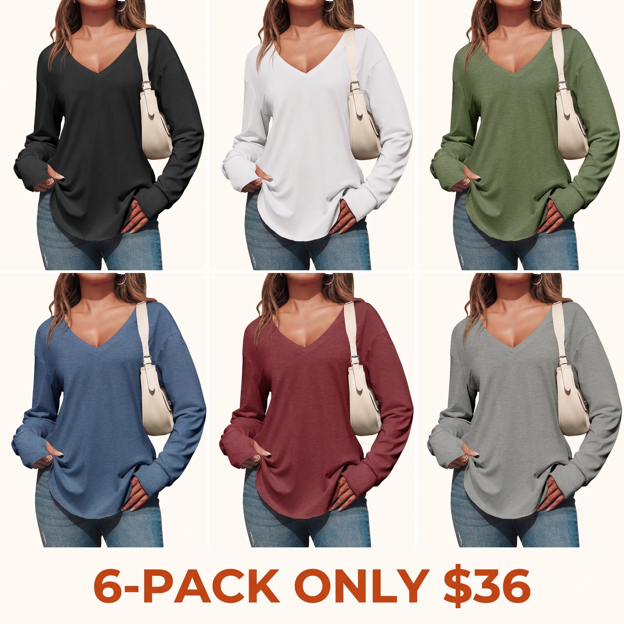 Women's deep V-neck long top