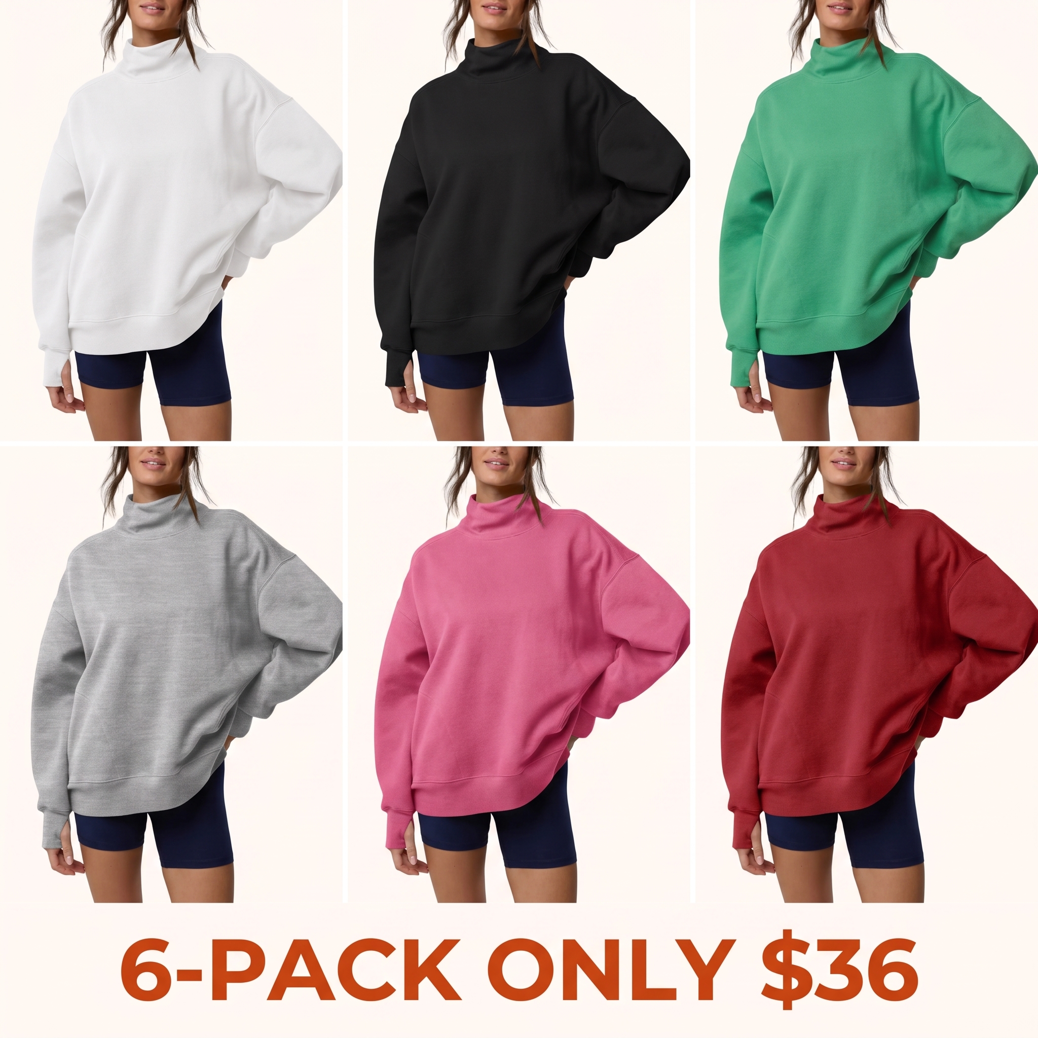 Women's Loose Mock-Neck Sweatshirt