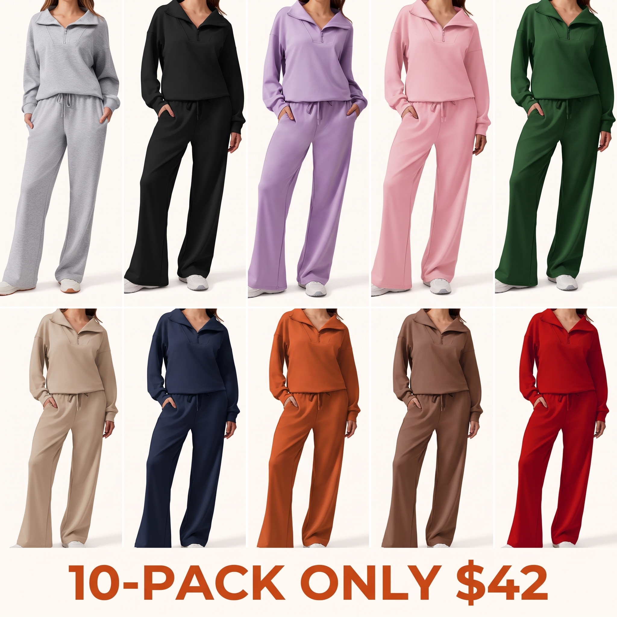 Women's two-piece sportswear set (includes long-sleeve half-zip sweatshirt and athletic pants)