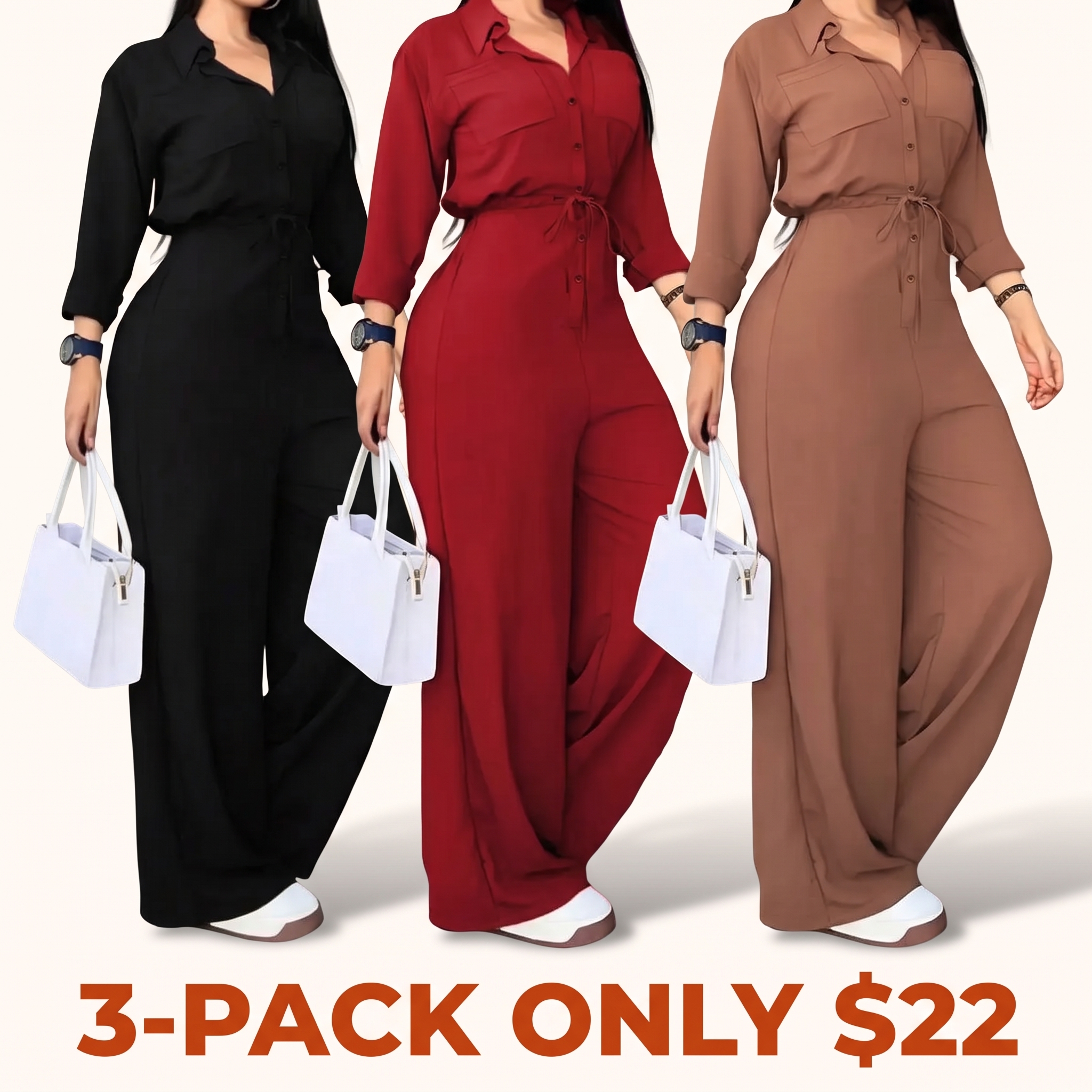 Women's Loose Tie-Waist Jumpsuit