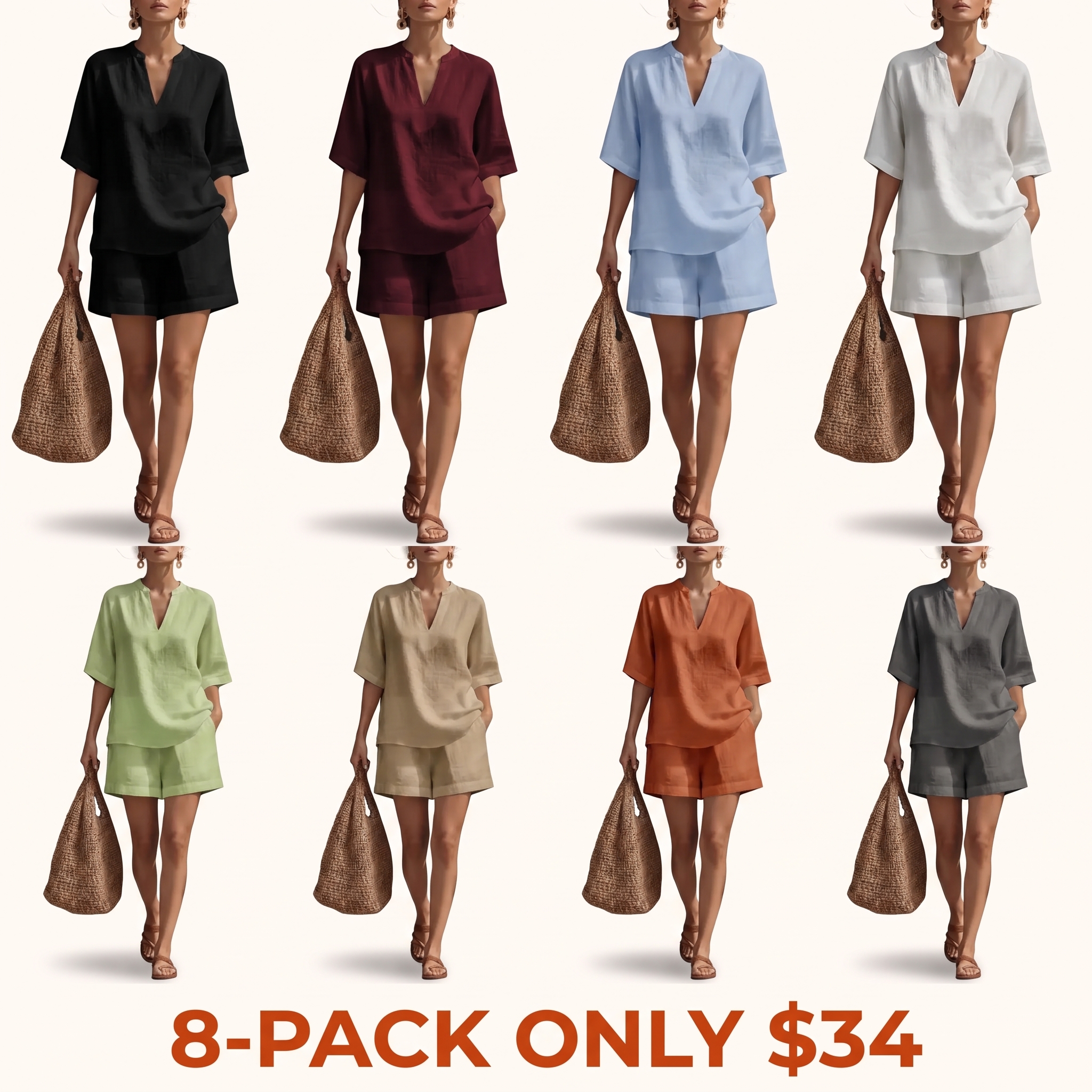 Women's Casual Two-Piece Set (Top and Shorts) – Spring/Summer 2026