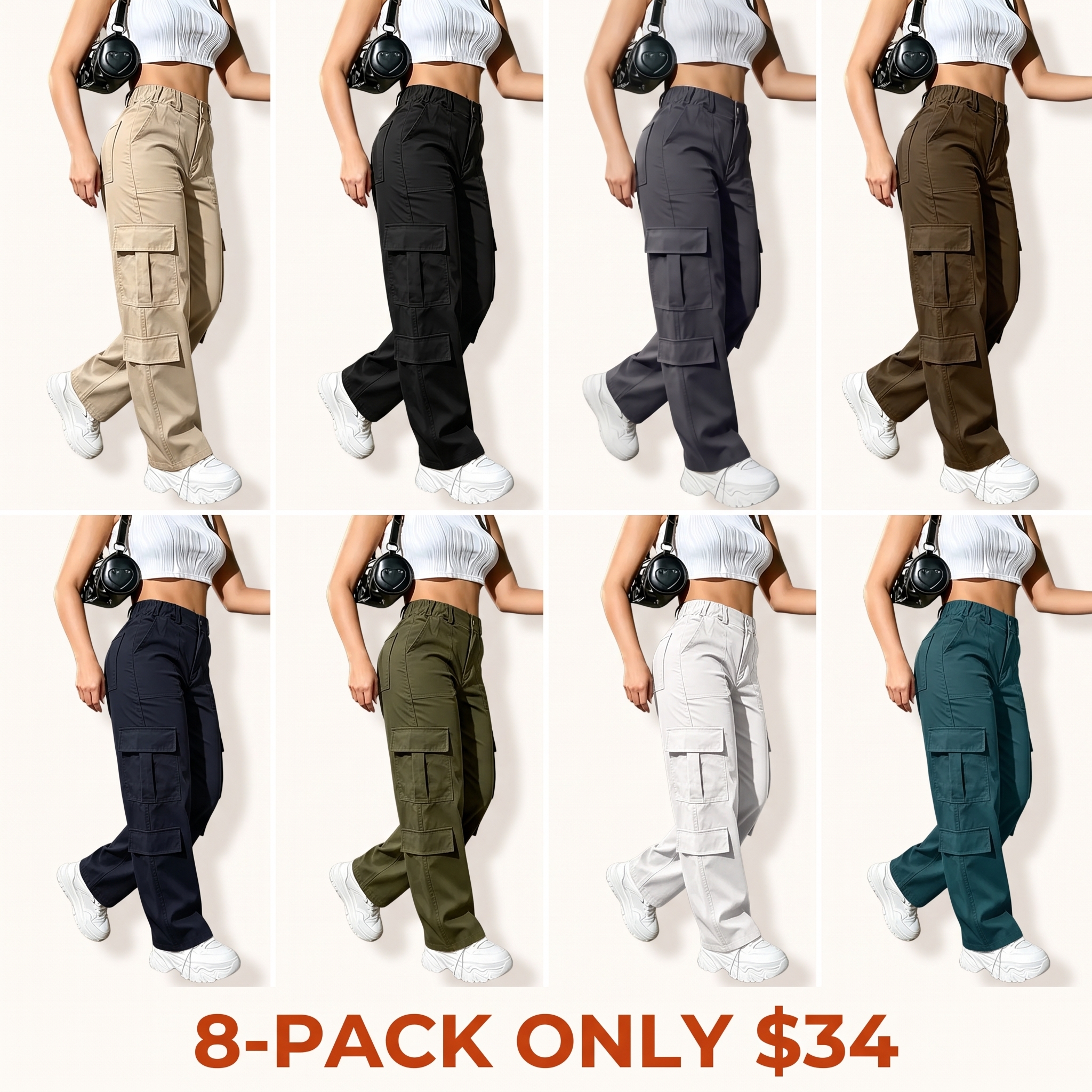 Women's American vintage-style cargo pants