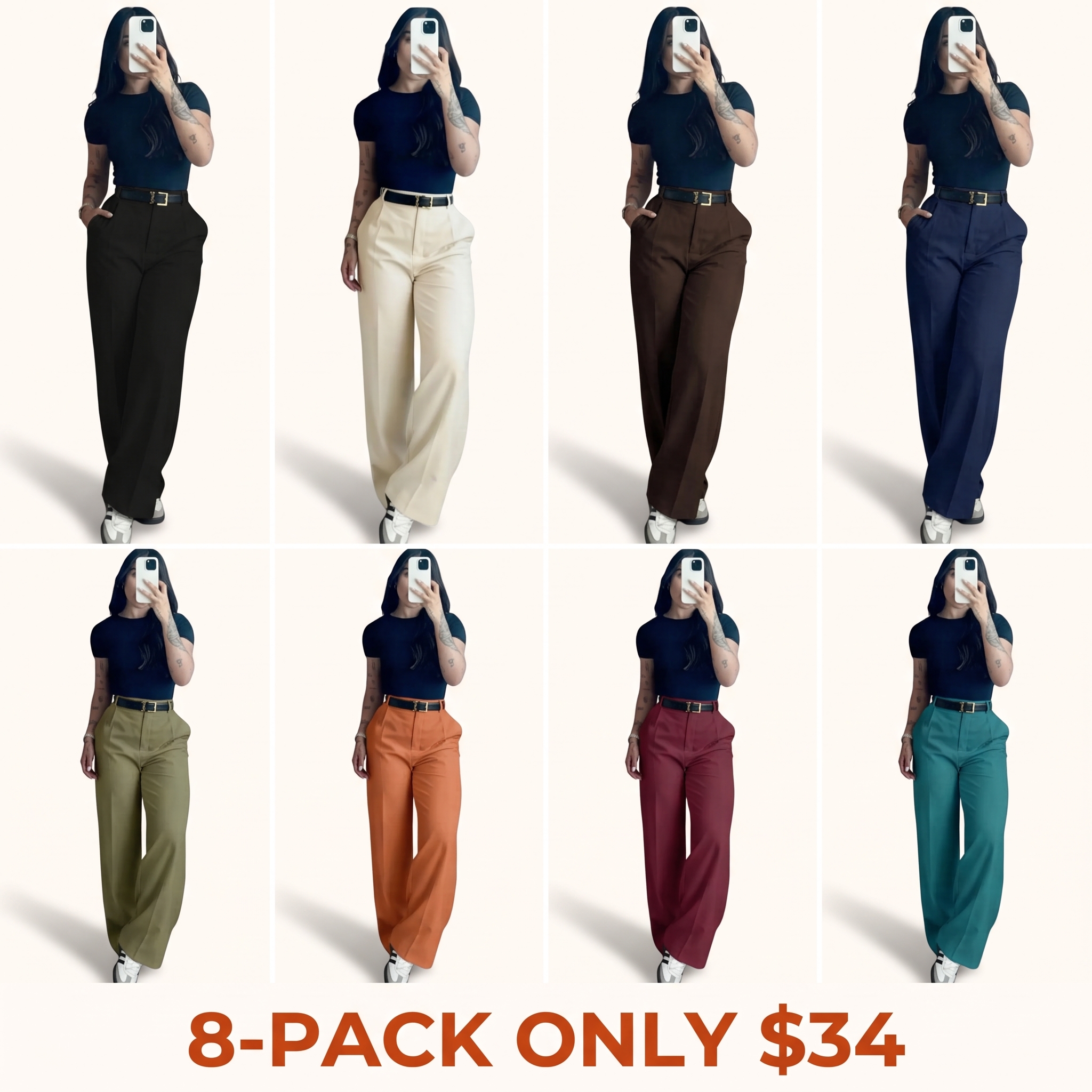 Women's High-Waisted Loose-Fit Business Casual Trousers