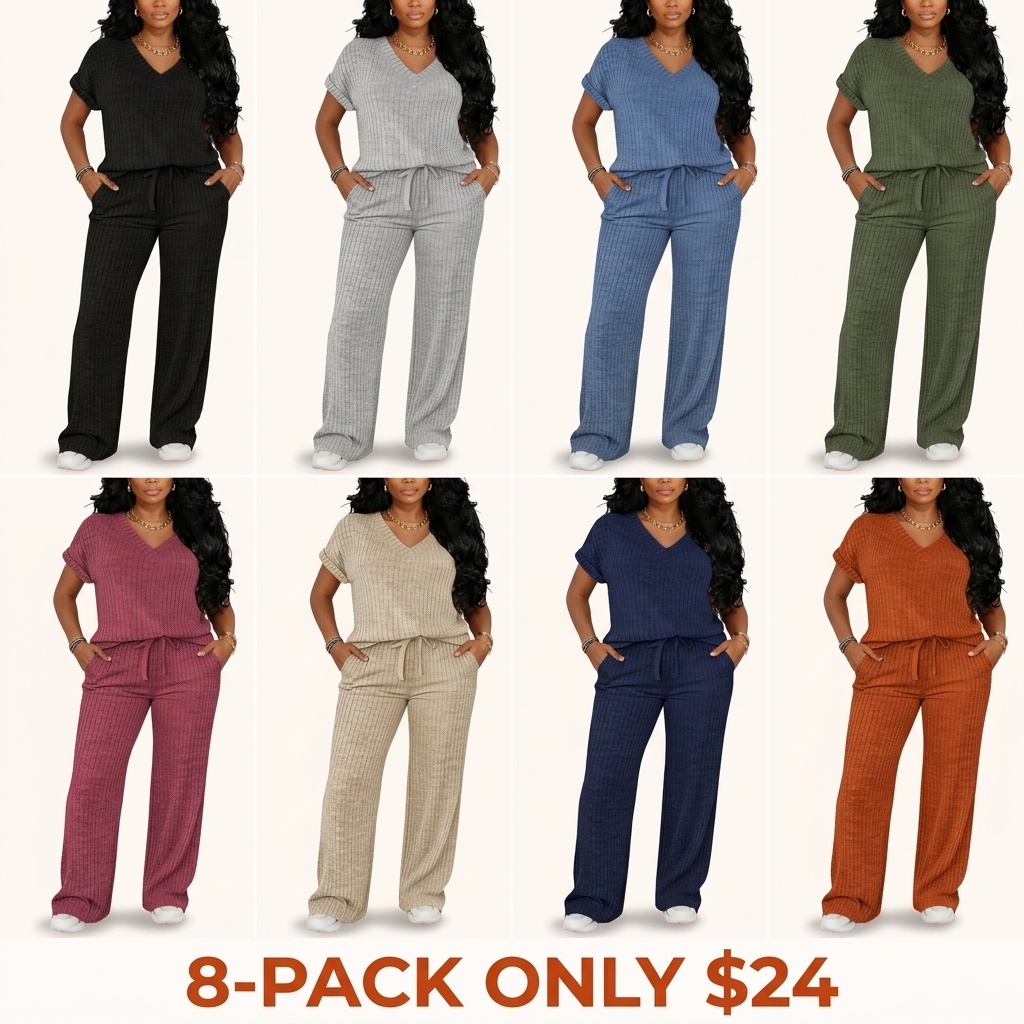 Women's Ultra-Soft Brushed Rib-Knit Loungewear Set