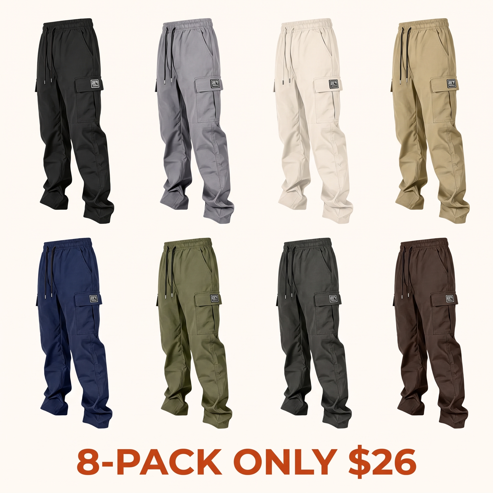 Men's Solid-Color Cargo Pants