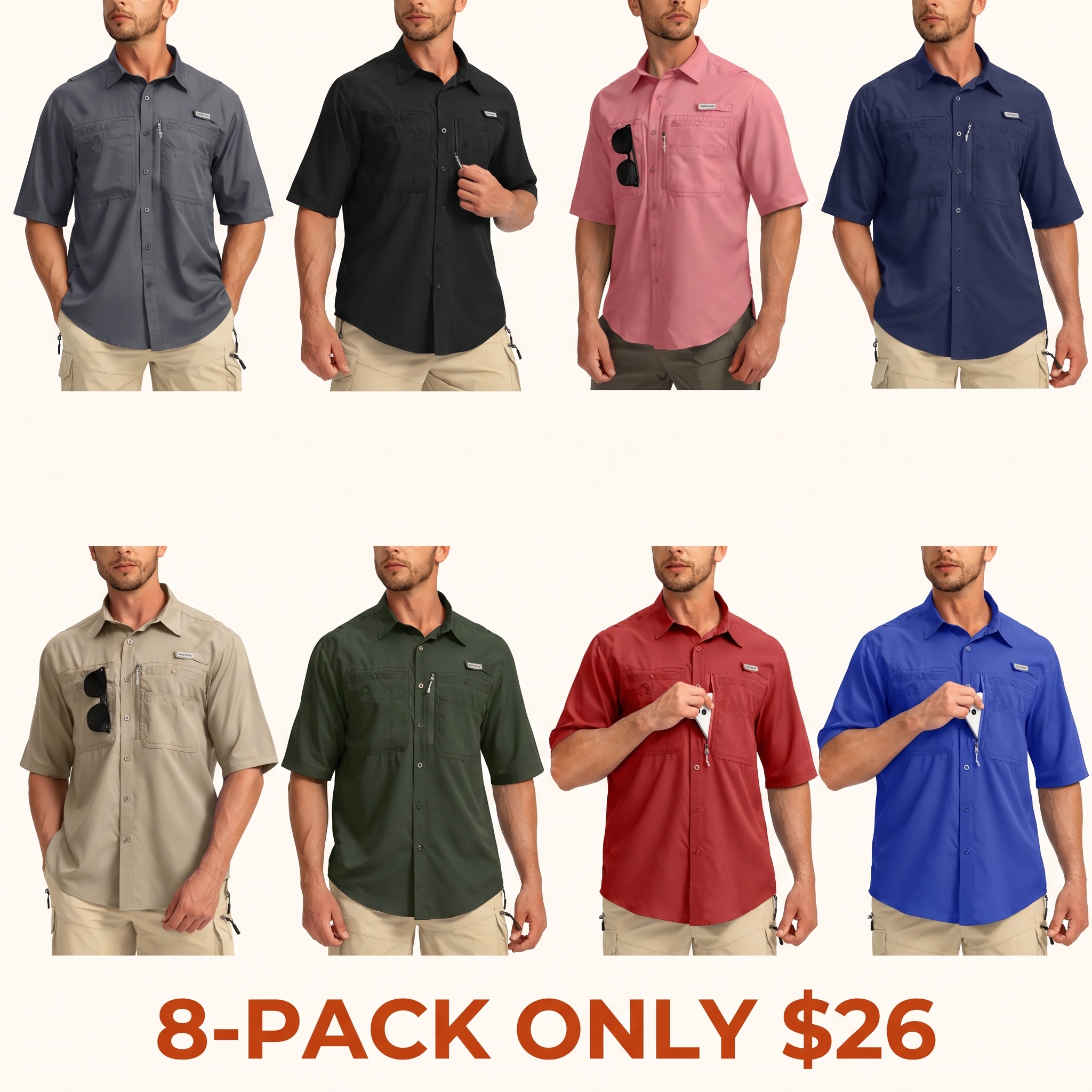 Men's Casual Outdoor Button-Up Fishing Shirt