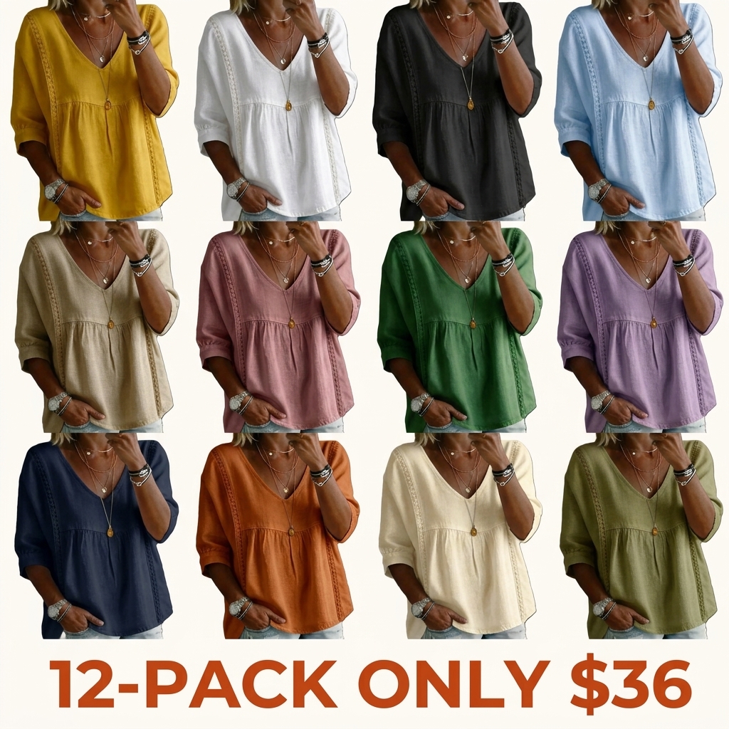 Stylish Loose-Fit V-Neck Lace Women's Top