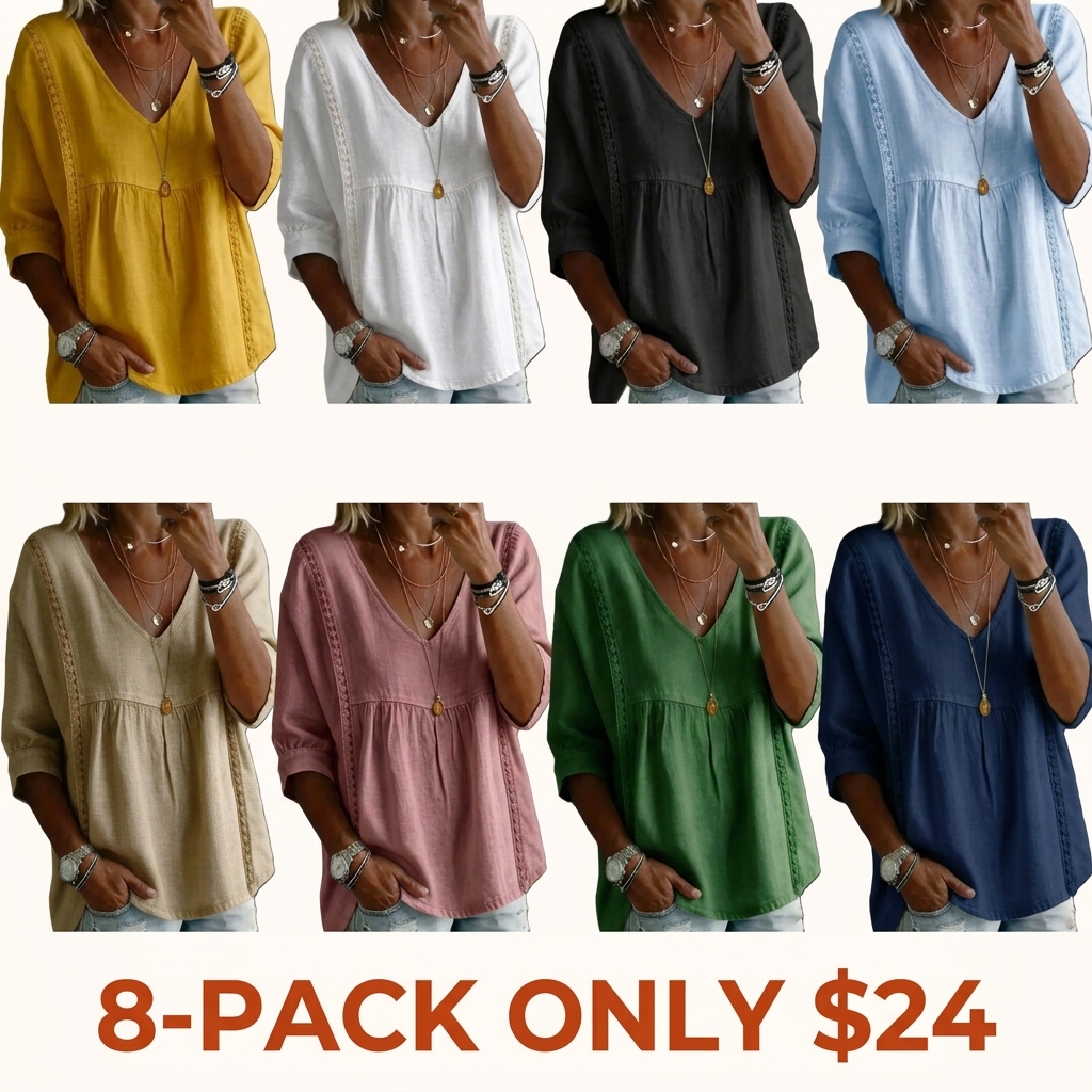 Stylish Loose-Fit V-Neck Lace Women's Top