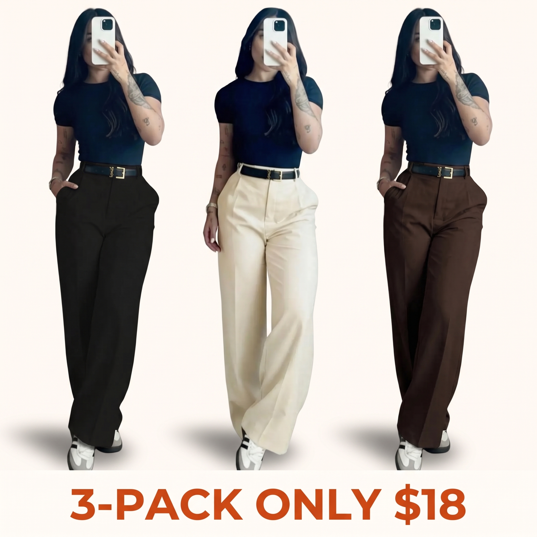 Women's High-Waisted Loose-Fit Business Casual Trousers