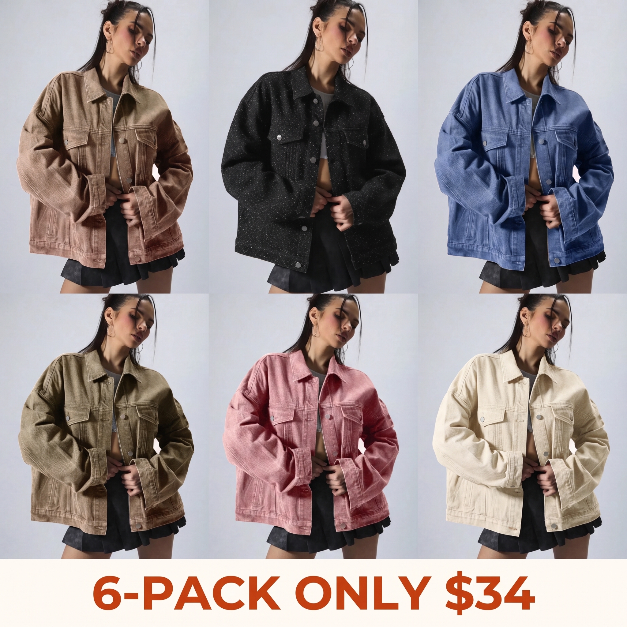 Women's Solid-Color Button-Front Slim-Fit Denim Jacket with Drop Shoulders