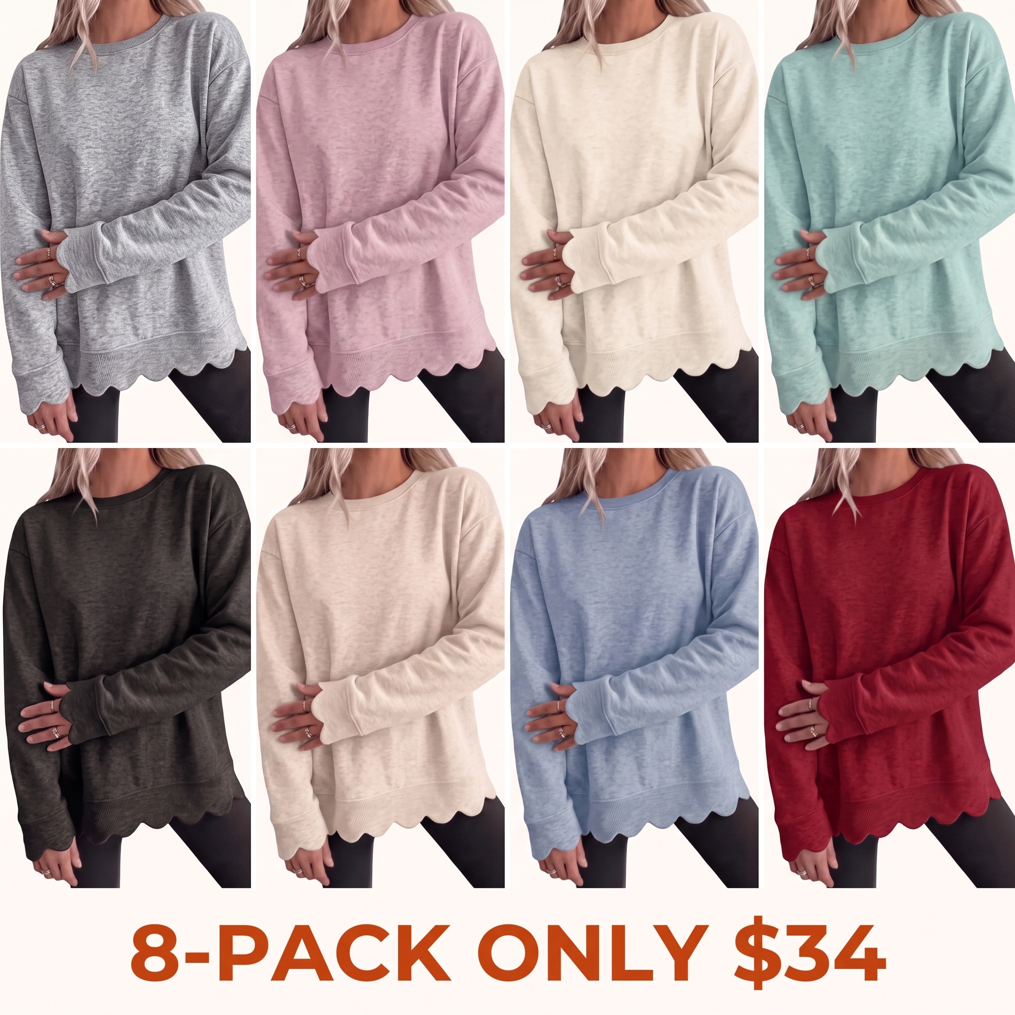 Women's Loose-Fit Crew-Neck Sweatshirt (Mixed Colors)