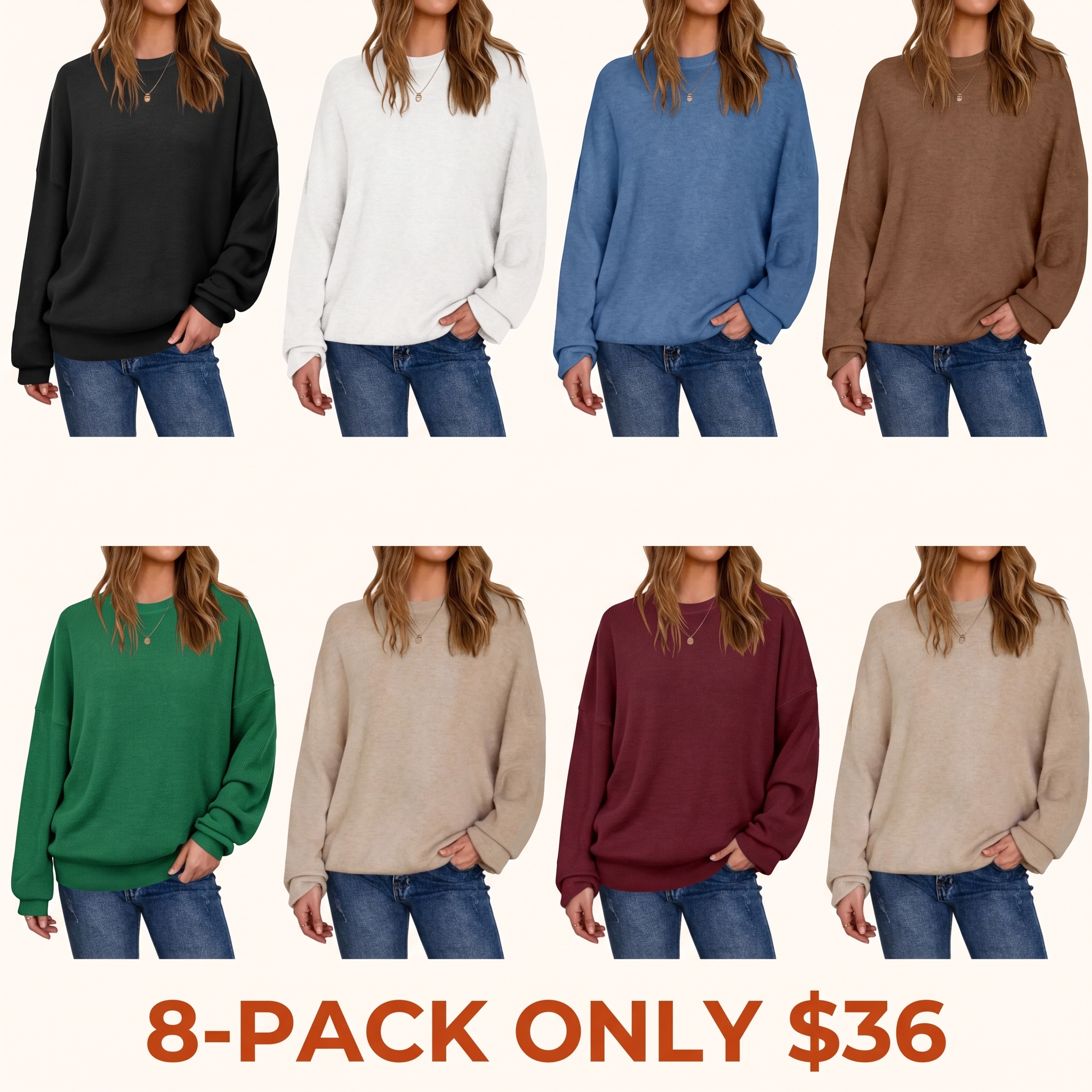 Women's Loose-Fit Wool-Blend Crew-Neck Sweater