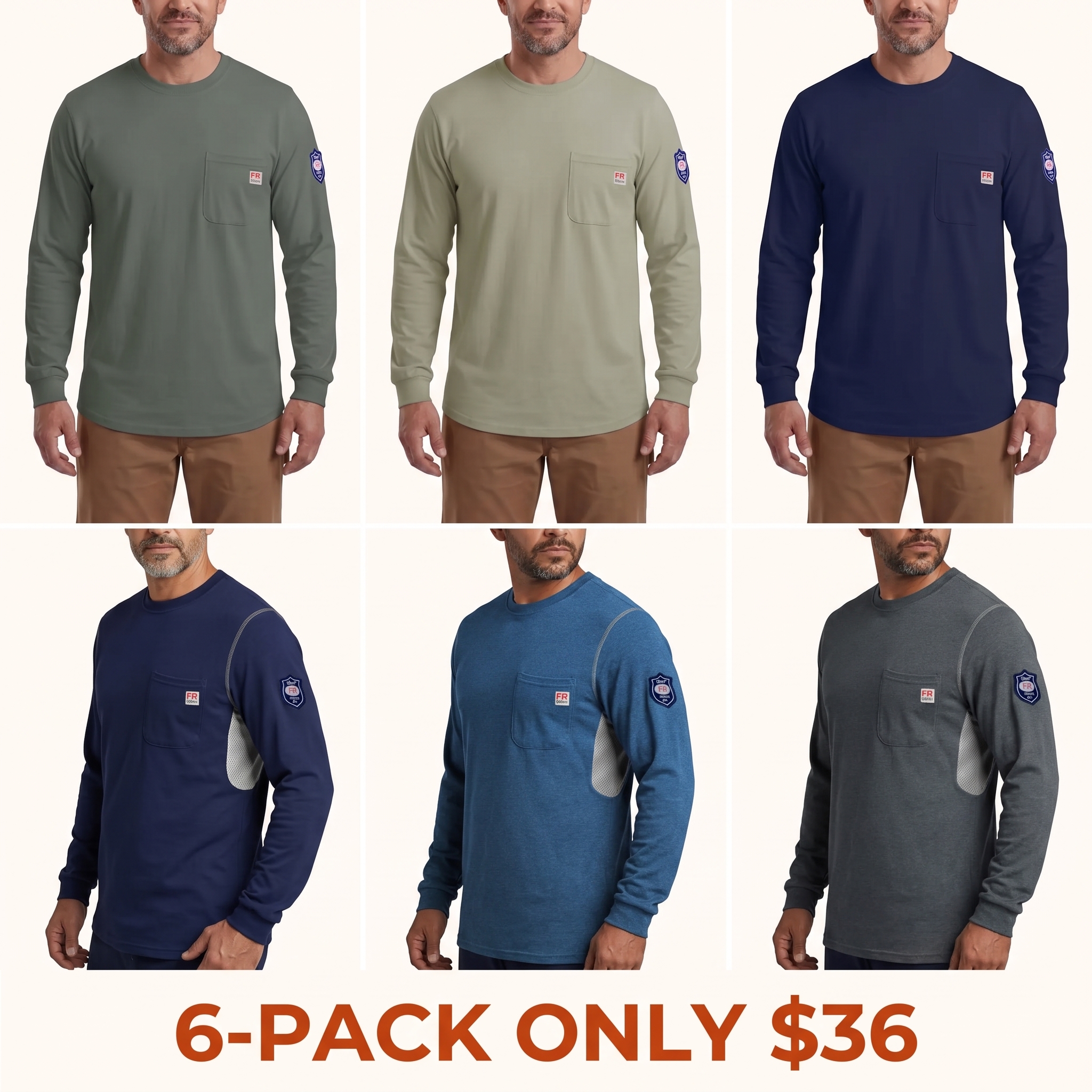FR Shirts for Men Welding Shirt Flame Resistant Long Sleeve Work Shirts 7.5 Oz FR Clothing