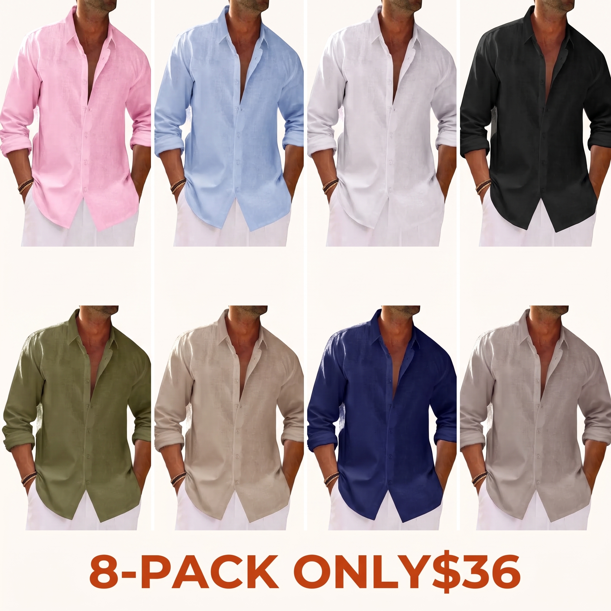 Men's Cotton-Linen Long-Sleeve Shirt