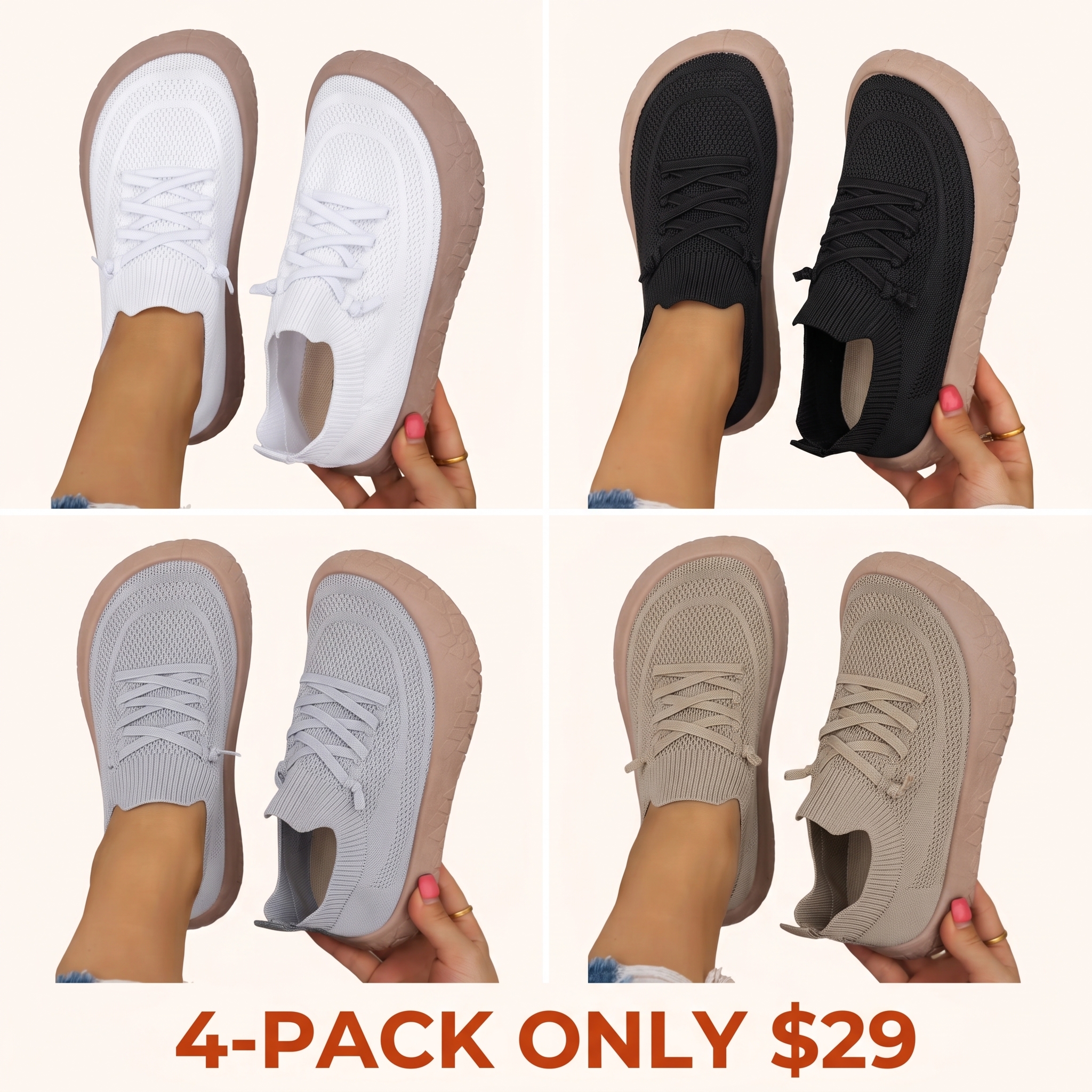 Women's Breathable Fly-Knit Slip-On Casual Shoes with Rubber Soles