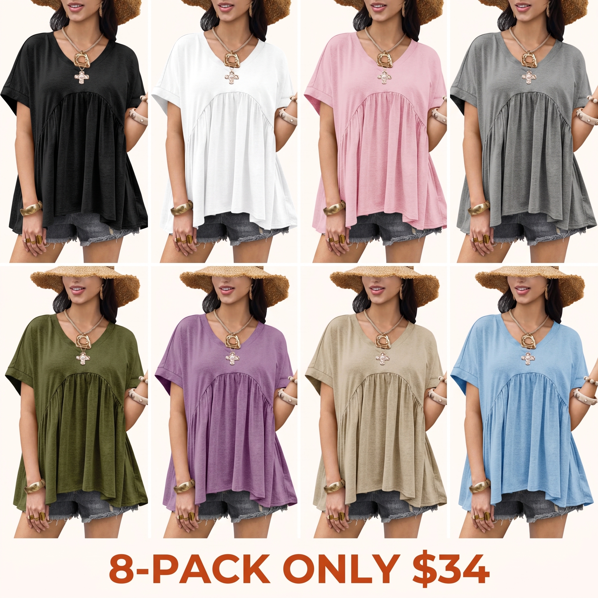 Women's Summer Ruffle-Hem Top