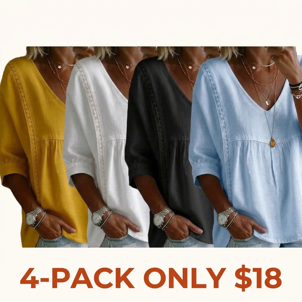 Stylish Loose-Fit V-Neck Lace Women's Top