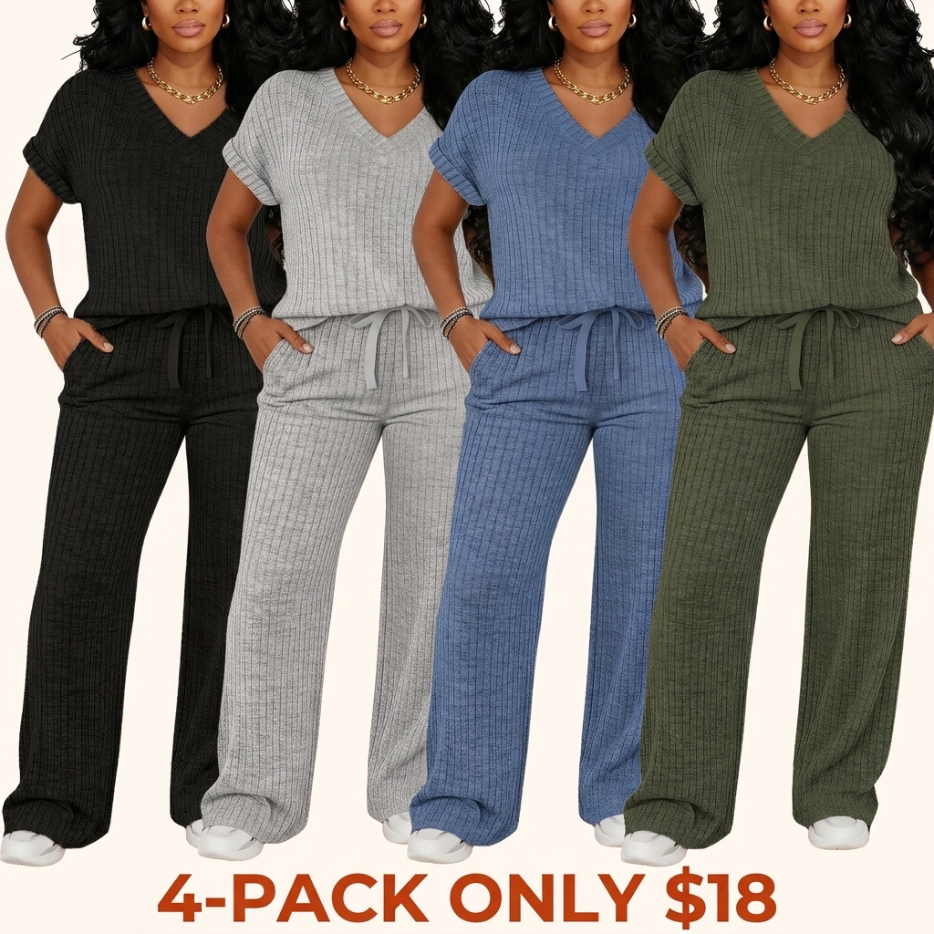 Women's Ultra-Soft Brushed Rib-Knit Loungewear Set
