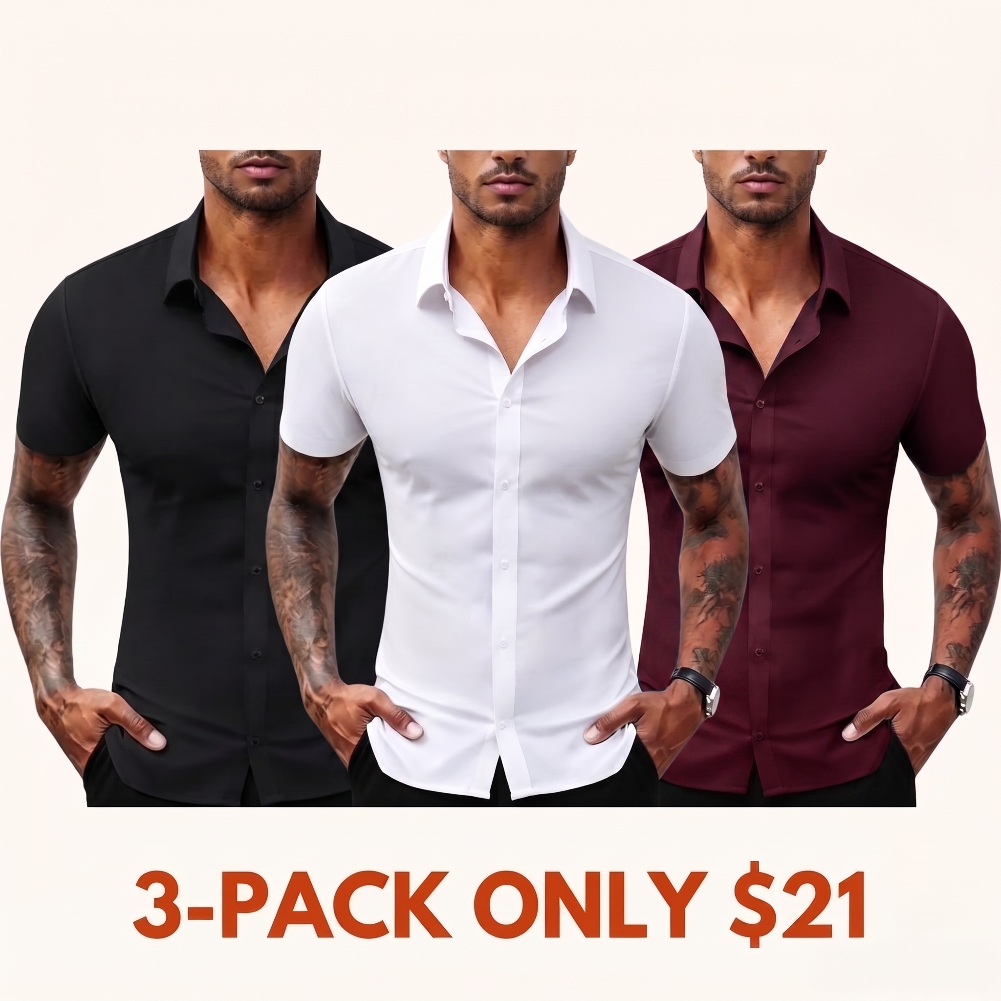 Men's Stretch Slim-Fit Short-Sleeve Shirt