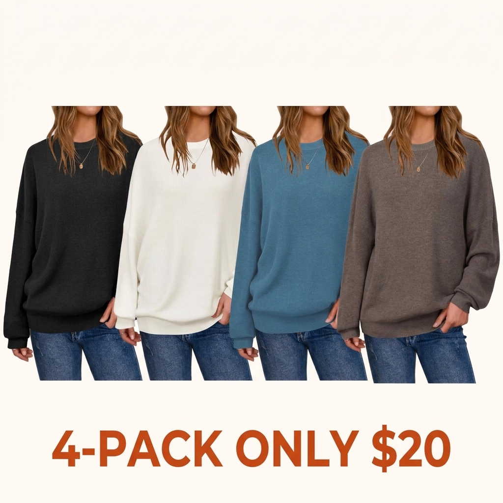 Women's Loose-Fit Wool-Blend Crew-Neck Sweater