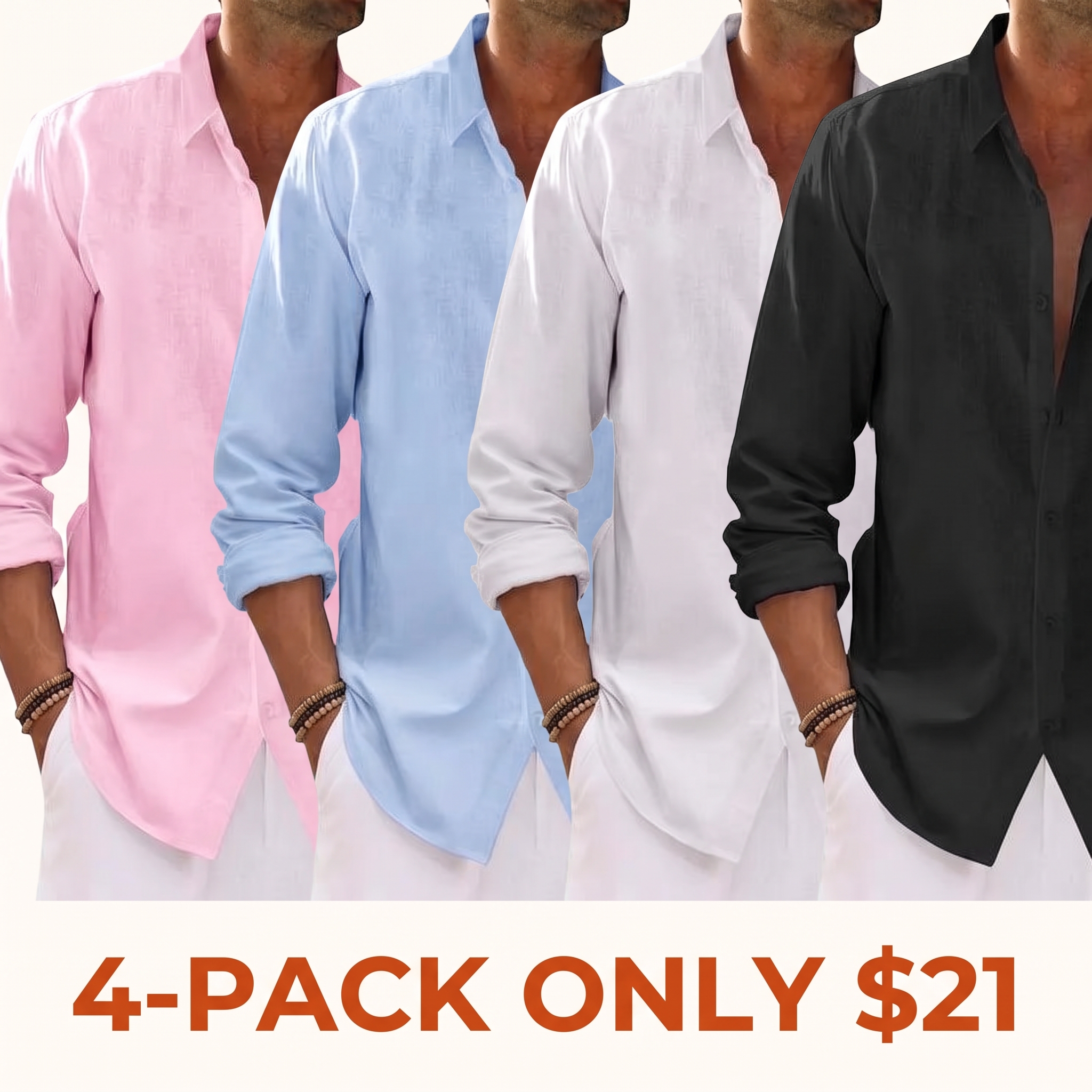 Men's Cotton-Linen Long-Sleeve Shirt