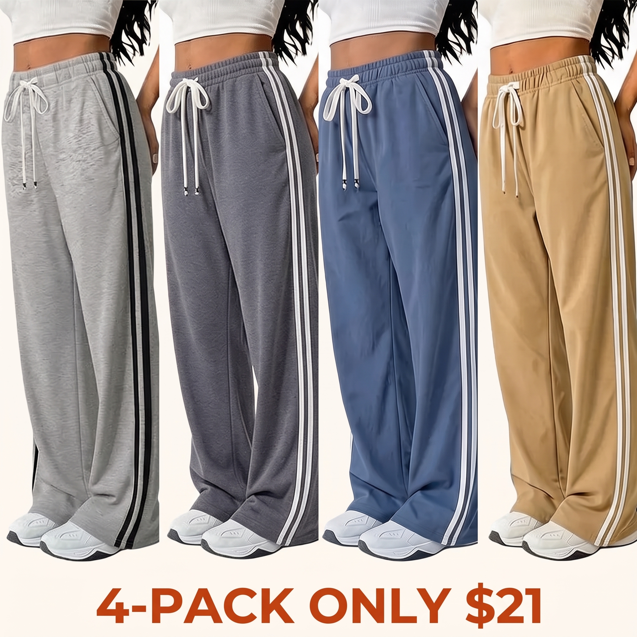 Women's Stylish Striped Drawstring Sweatpants