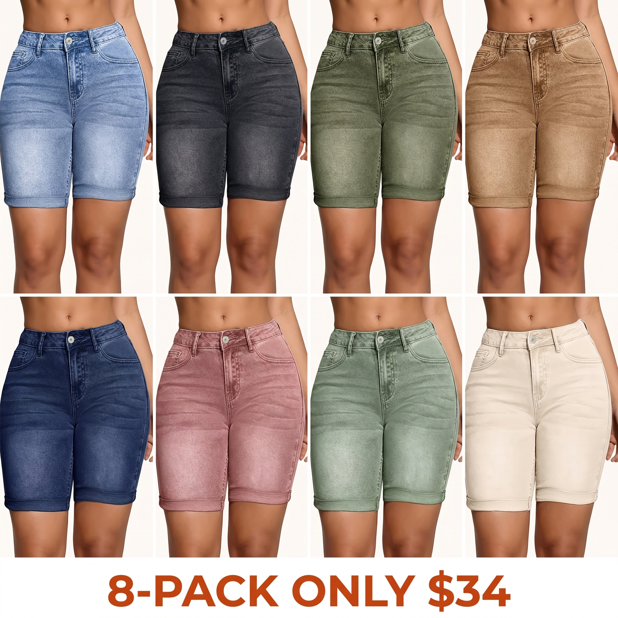 Women's Washed Slim-Fit Jeans (with Pockets)