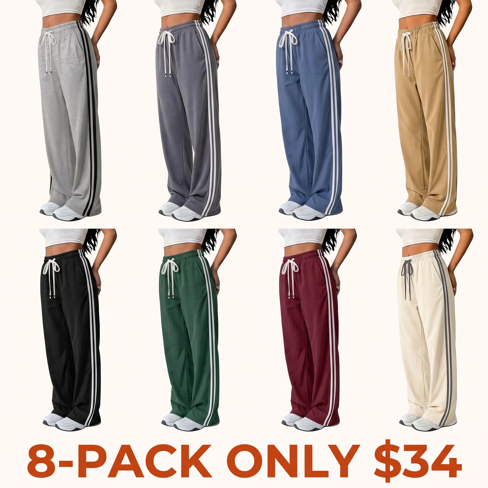Women's Stylish Striped Drawstring Sweatpants