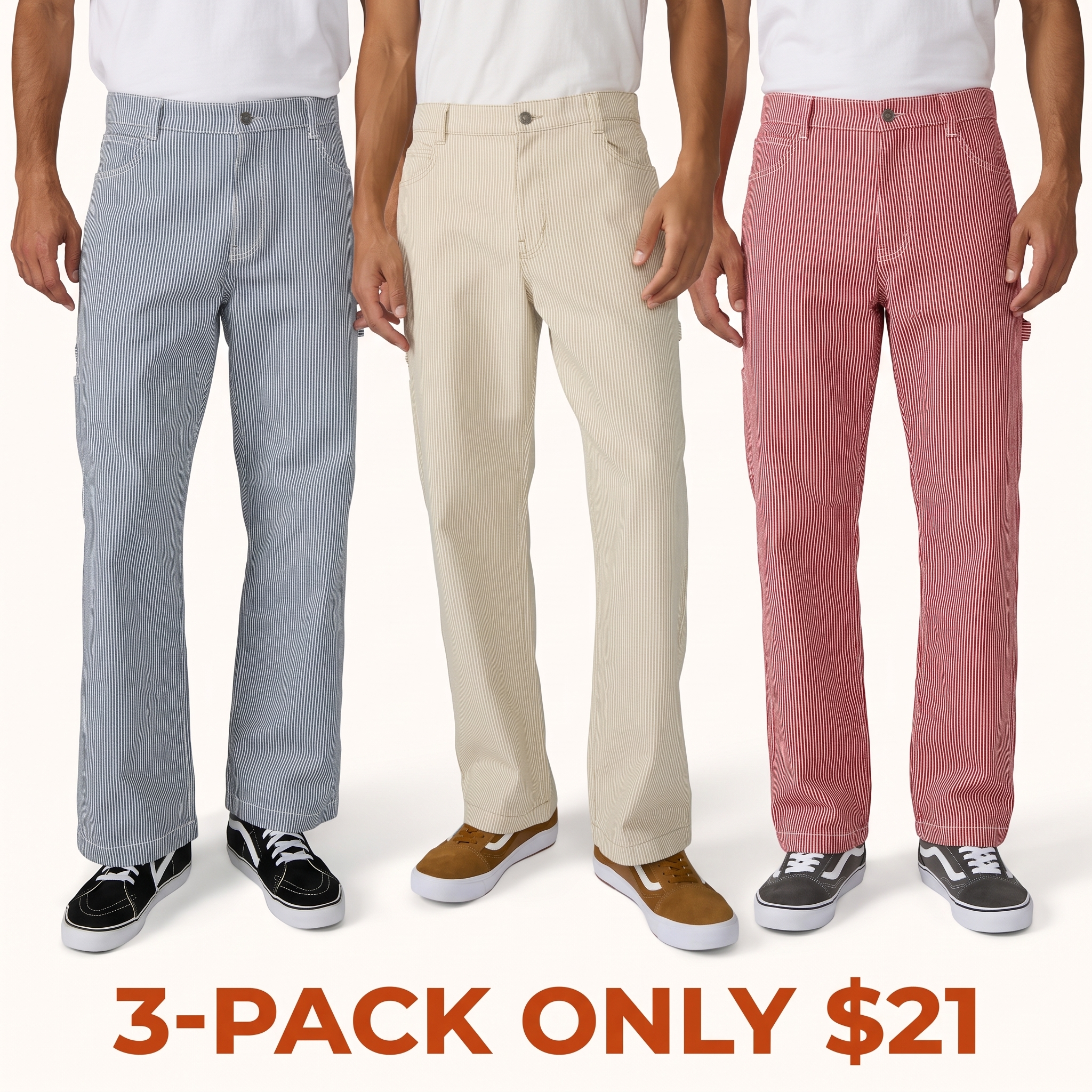 Hickory Loose Straight Carpenter Pants, 100% Cotton Loose Fit, Workwear Style