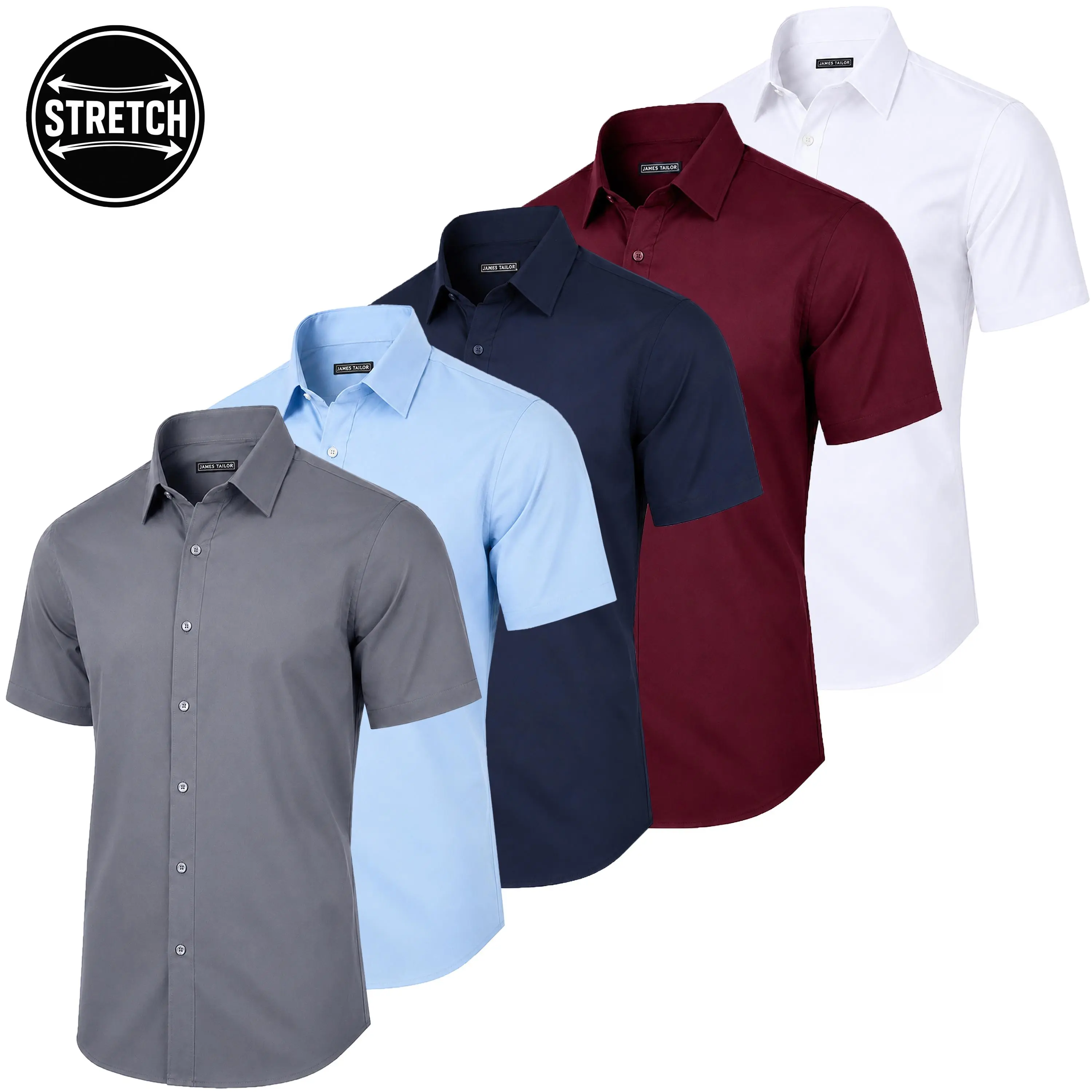 Men's Short-Sleeve Stretch Dress Shirt