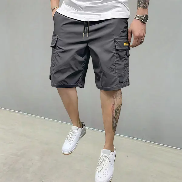 Men's Solid-Color Casual Cargo Shorts for Summer