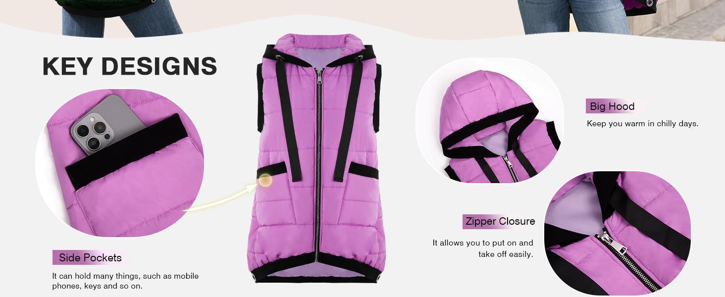 Imily Bela Women's Hooded Outwear Vest Lightweight Zipper Up Padded Gilet With Pockets Basic Fitted Imily Bela Women's Hooded Outwear Vest Lightweight Zipper Up Padded Gilet With Pockets Basic Fitted